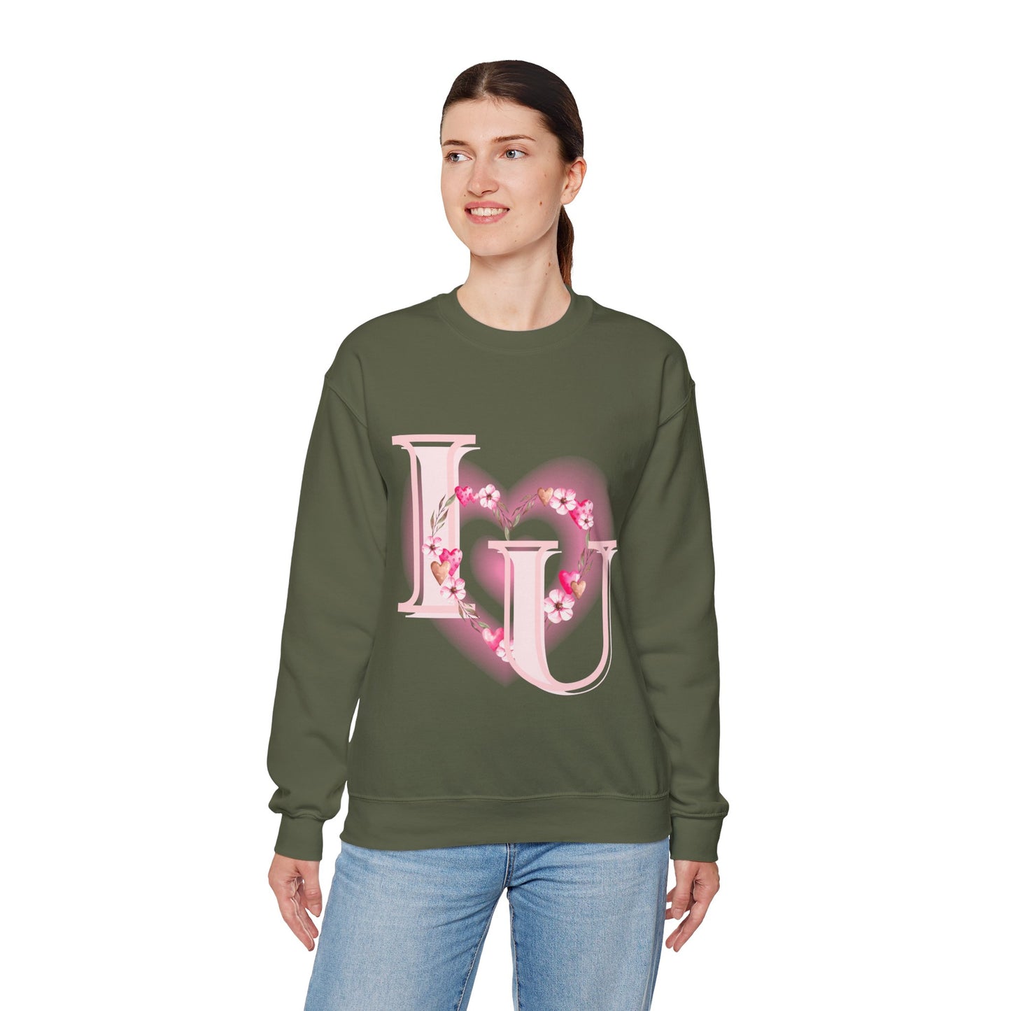 Heart Design Crewneck Sweatshirt - I Love You Valentine's Day Gift