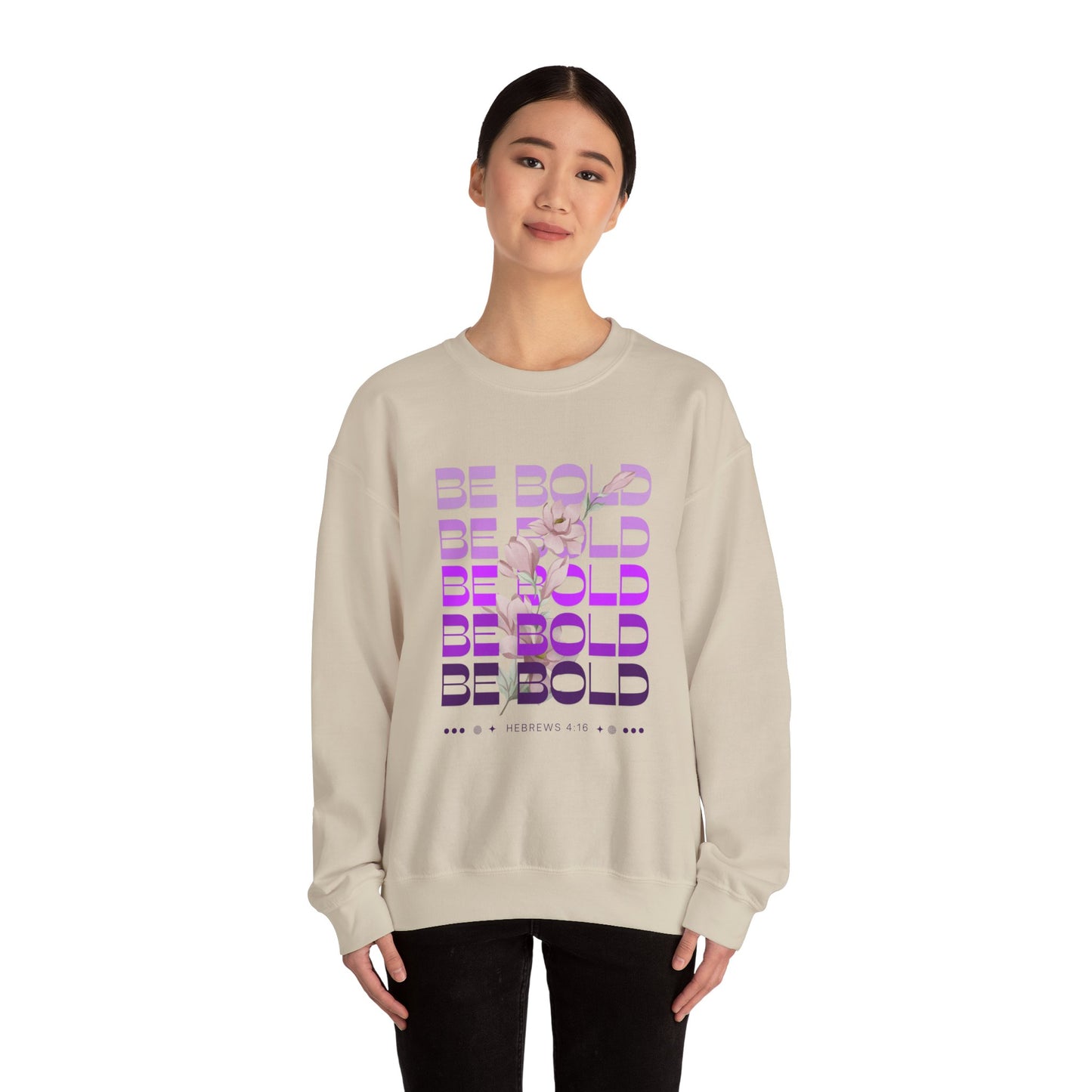 Women's II Be Bold Hebrews 4:16 Garment-Dyed Sweatshirt, Christian Apparel, Bible Verse Clothing, Inspirational Apparel, Spiritual Sweatshirt