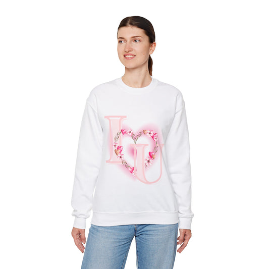 Heart Design Crewneck Sweatshirt - I Love You Valentine's Day Gift