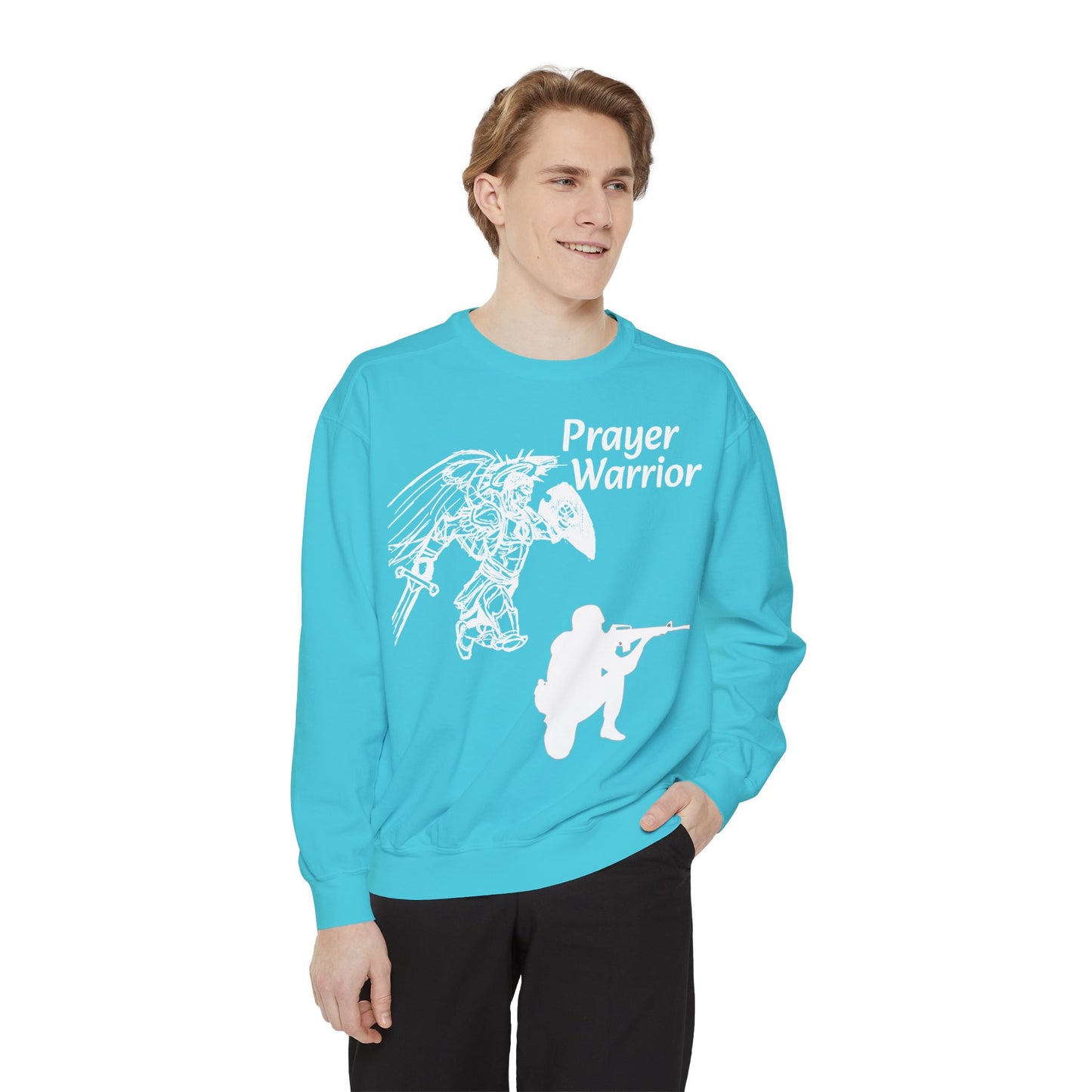 Mens Prayer Warrior Unisex Garment-Dyed Sweatshirt