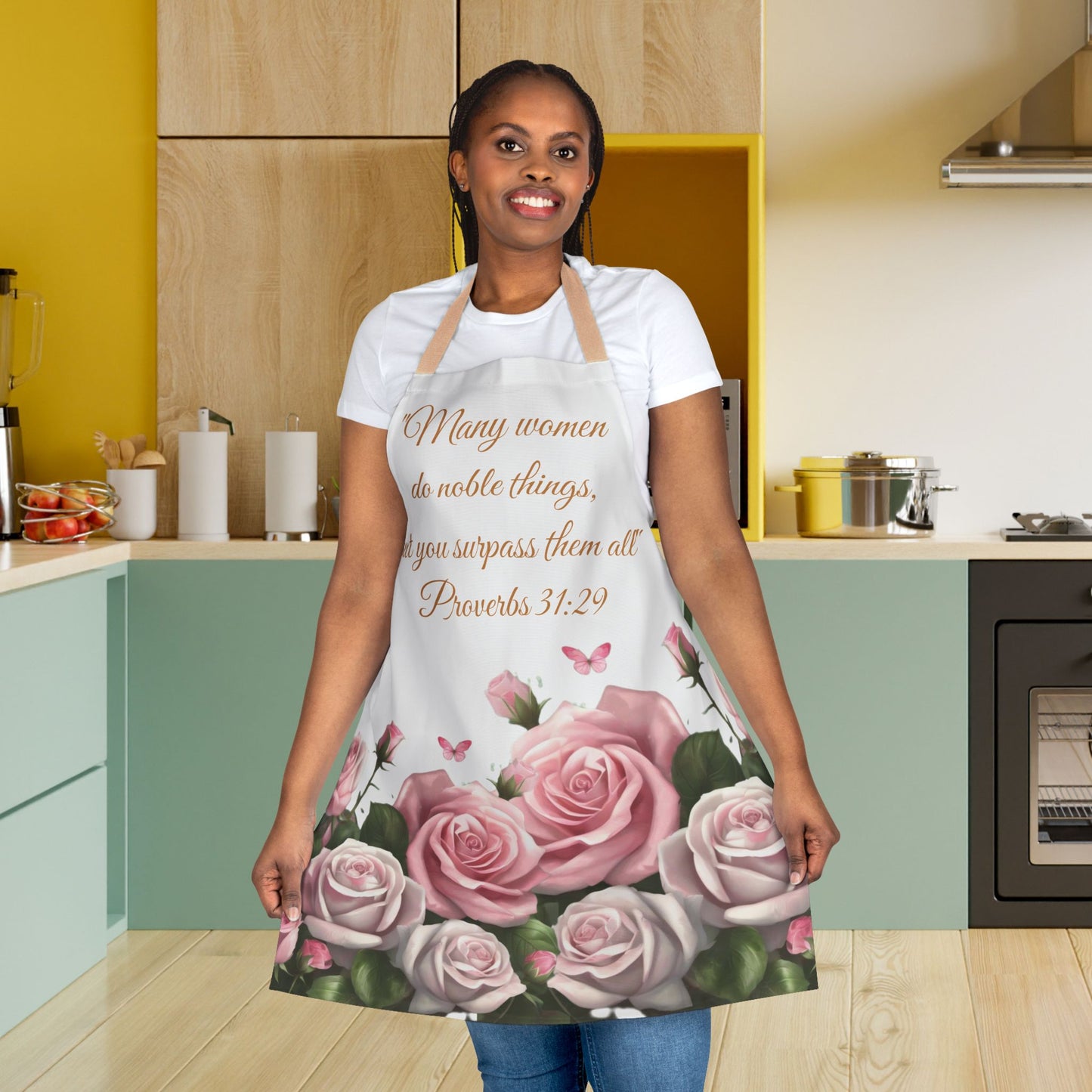 Proverbs 31:29 Rose Garden Apron, Handmade Kitchen Cooking Cover, Floral Print, Country Kitchen Apron, Farmhouse Apron, Elegant Apron, Floral Print Apron, Vintage Style Apron