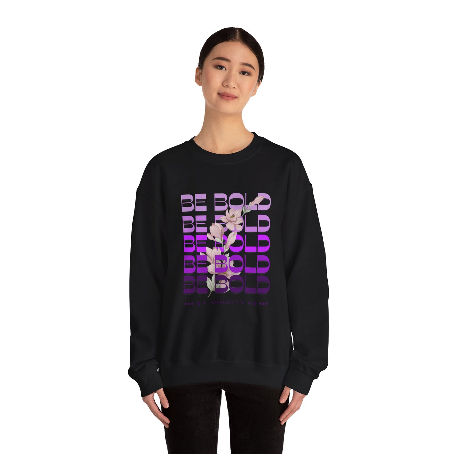 Women's II Be Bold Hebrews 4:16 Garment-Dyed Sweatshirt, Christian Apparel, Bible Verse Clothing, Inspirational Apparel, Spiritual Sweatshirt