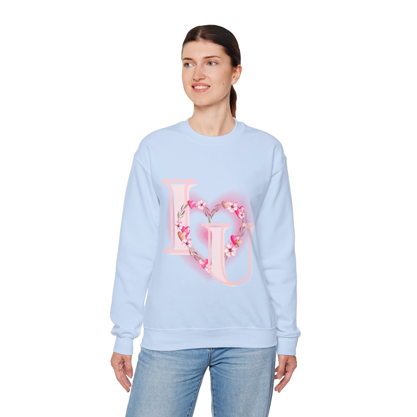 Heart Design Crewneck Sweatshirt - I Love You Valentine's Day Gift