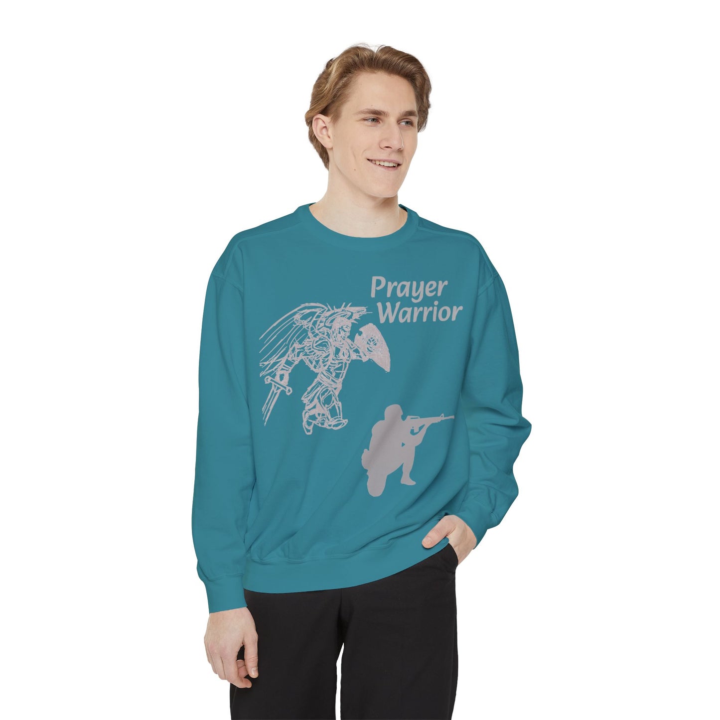 Mens Prayer Warrior Unisex Garment-Dyed Sweatshirt