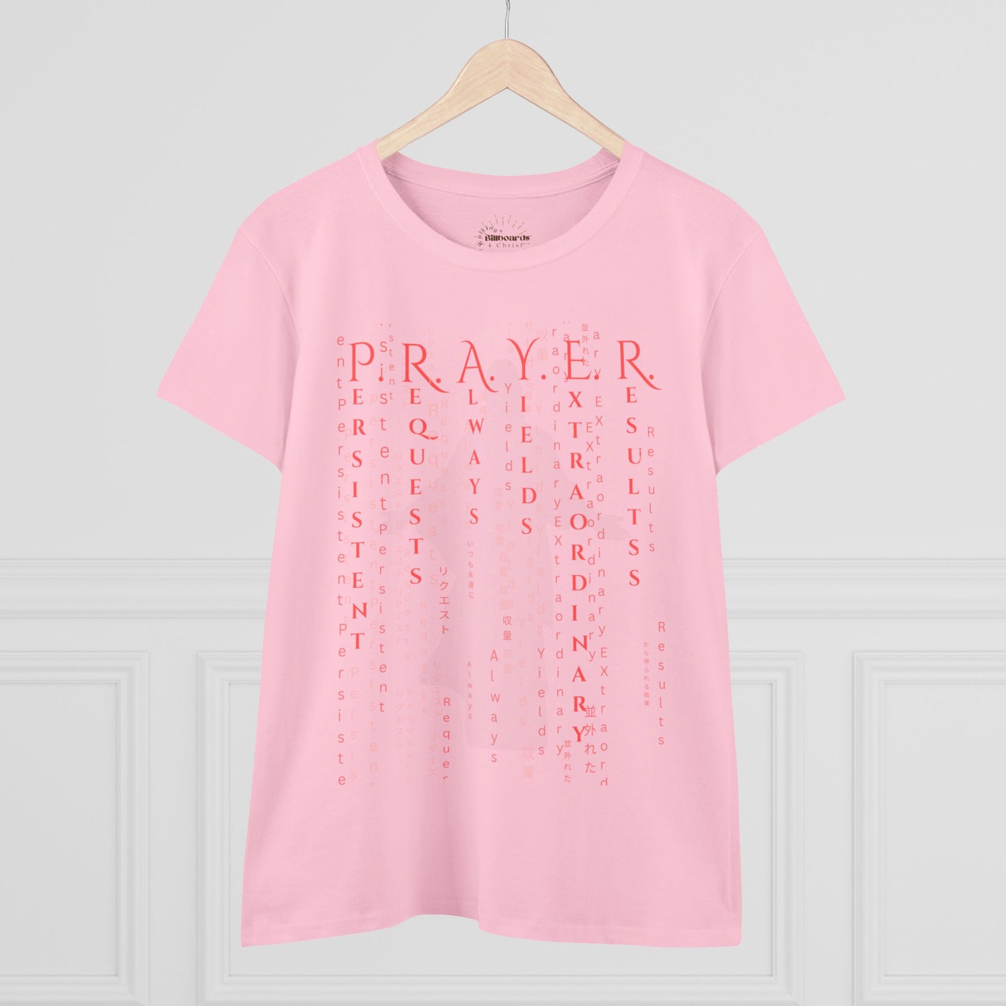 Prayer Matrix Luke 11:9-10 III Women's Midweight Cotton Tee