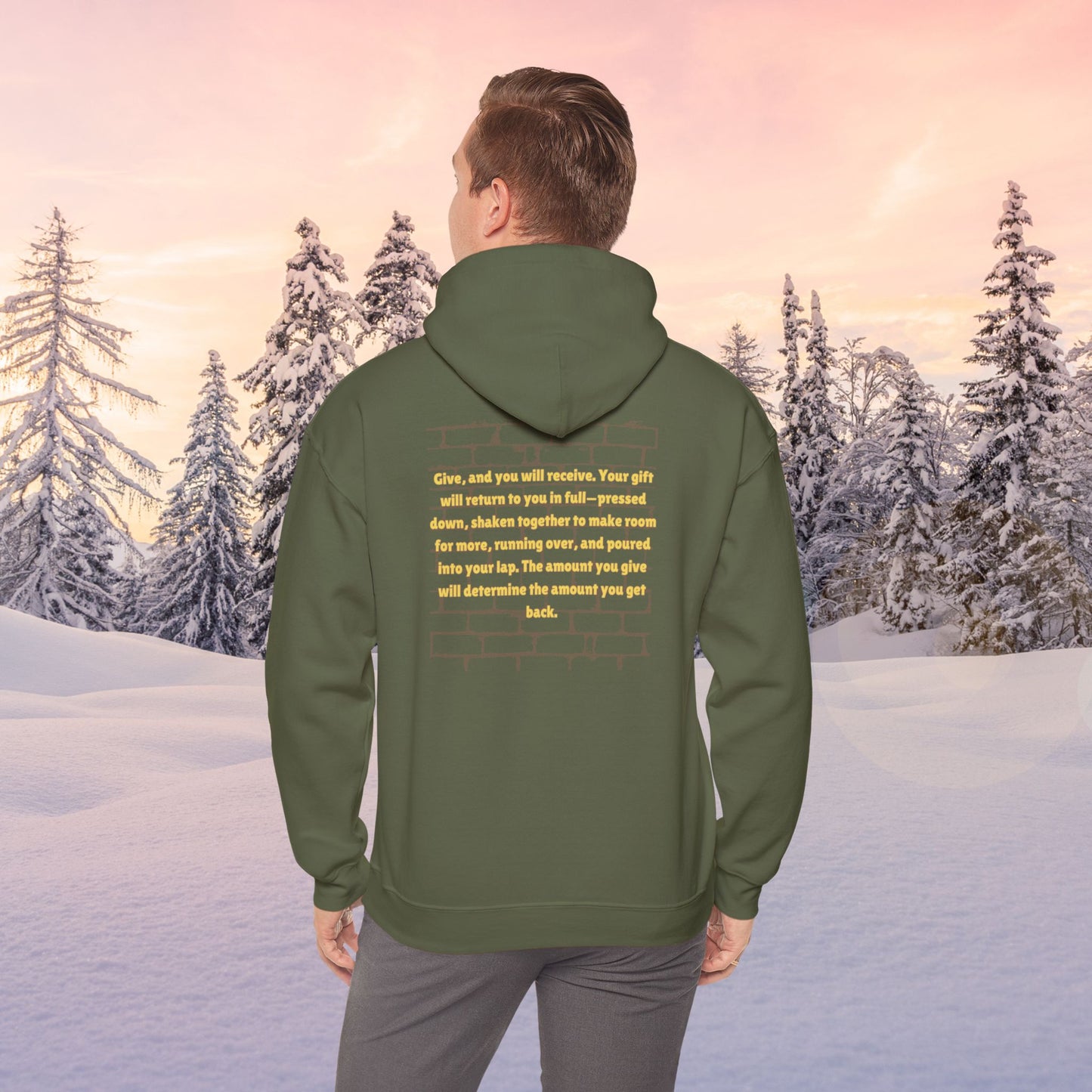 Be A Blessing Luke 6:38 Unisex Heavy Blend™ Hooded Sweatshirt, Faith Clothing, Christian Gift, Spiritual Wear, Faithful Gift