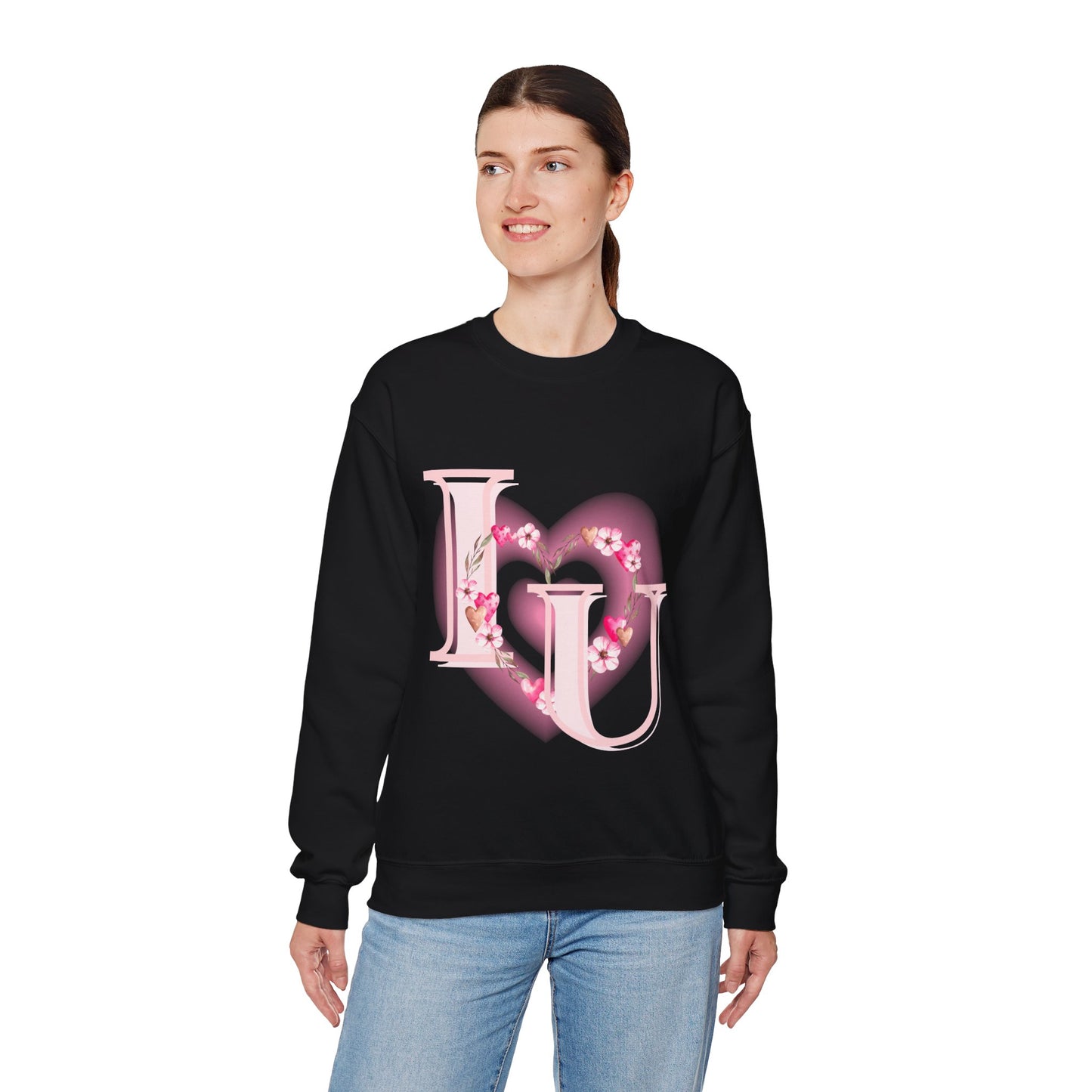 Heart Design Crewneck Sweatshirt - I Love You Valentine's Day Gift