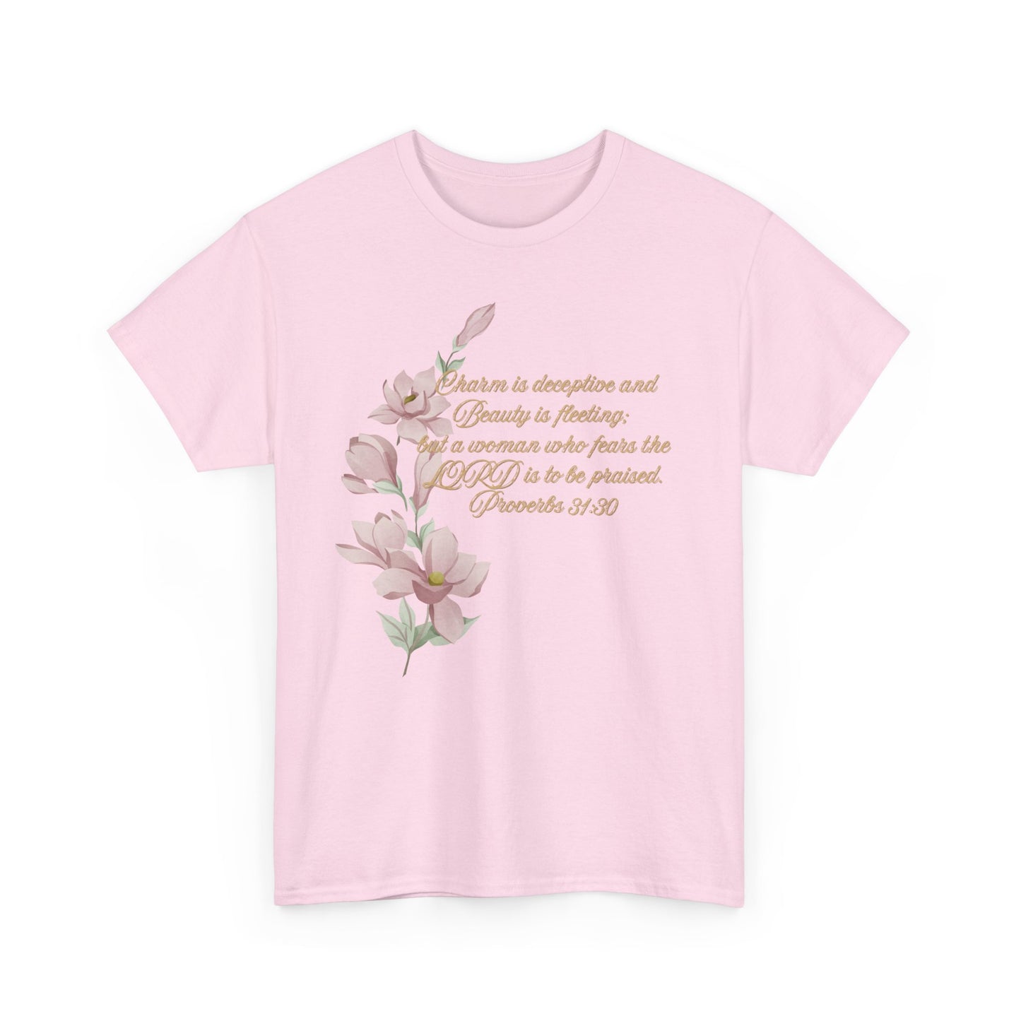 Christian Proverbs 31:30 Heavy Cotton T-Shirt, Woman of Faith Tee, Fear the Lord, Religious Quote Apparel, Basic Staple, Casual Fashion