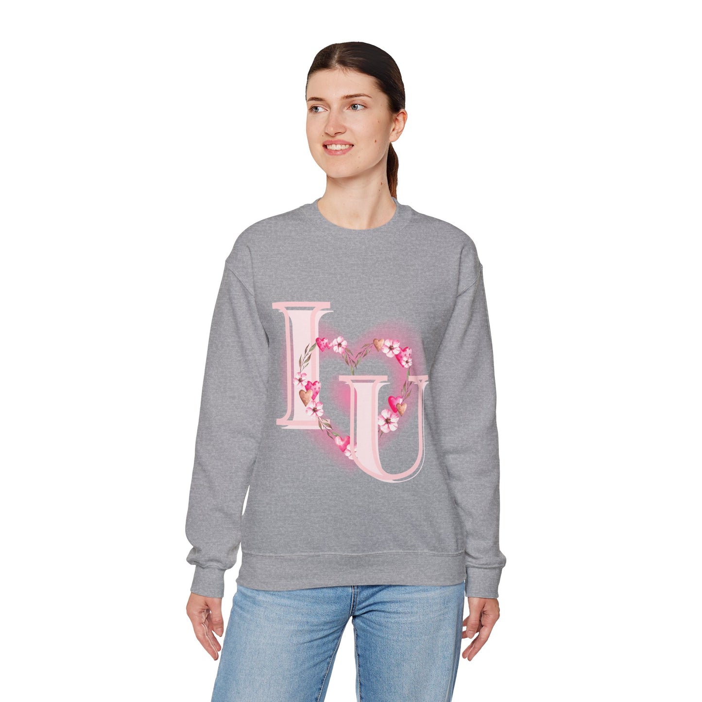 Heart Design Crewneck Sweatshirt - I Love You Valentine's Day Gift