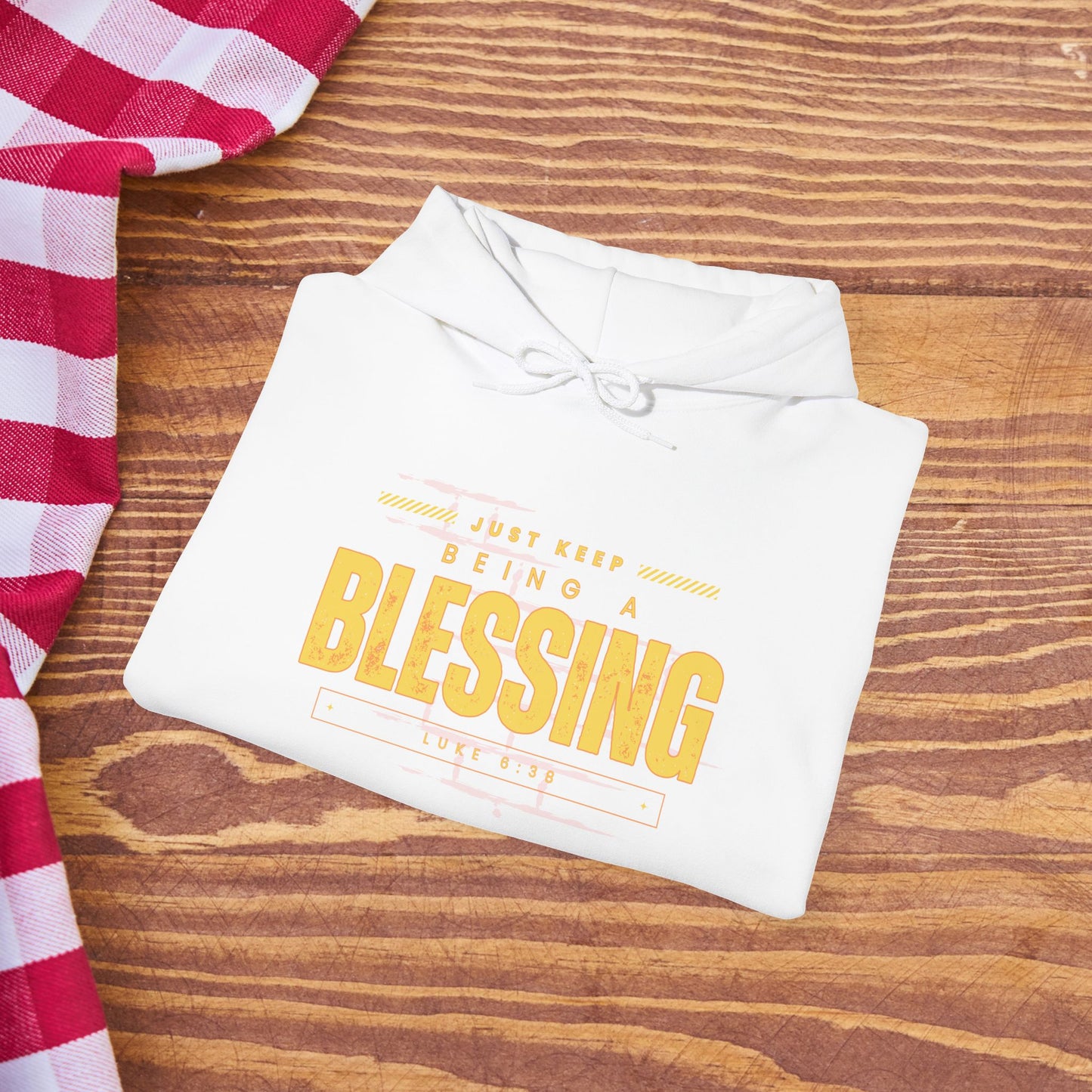 Be A Blessing Luke 6:38 Unisex Heavy Blend™ Hooded Sweatshirt, Faith Clothing, Christian Gift, Spiritual Wear, Faithful Gift