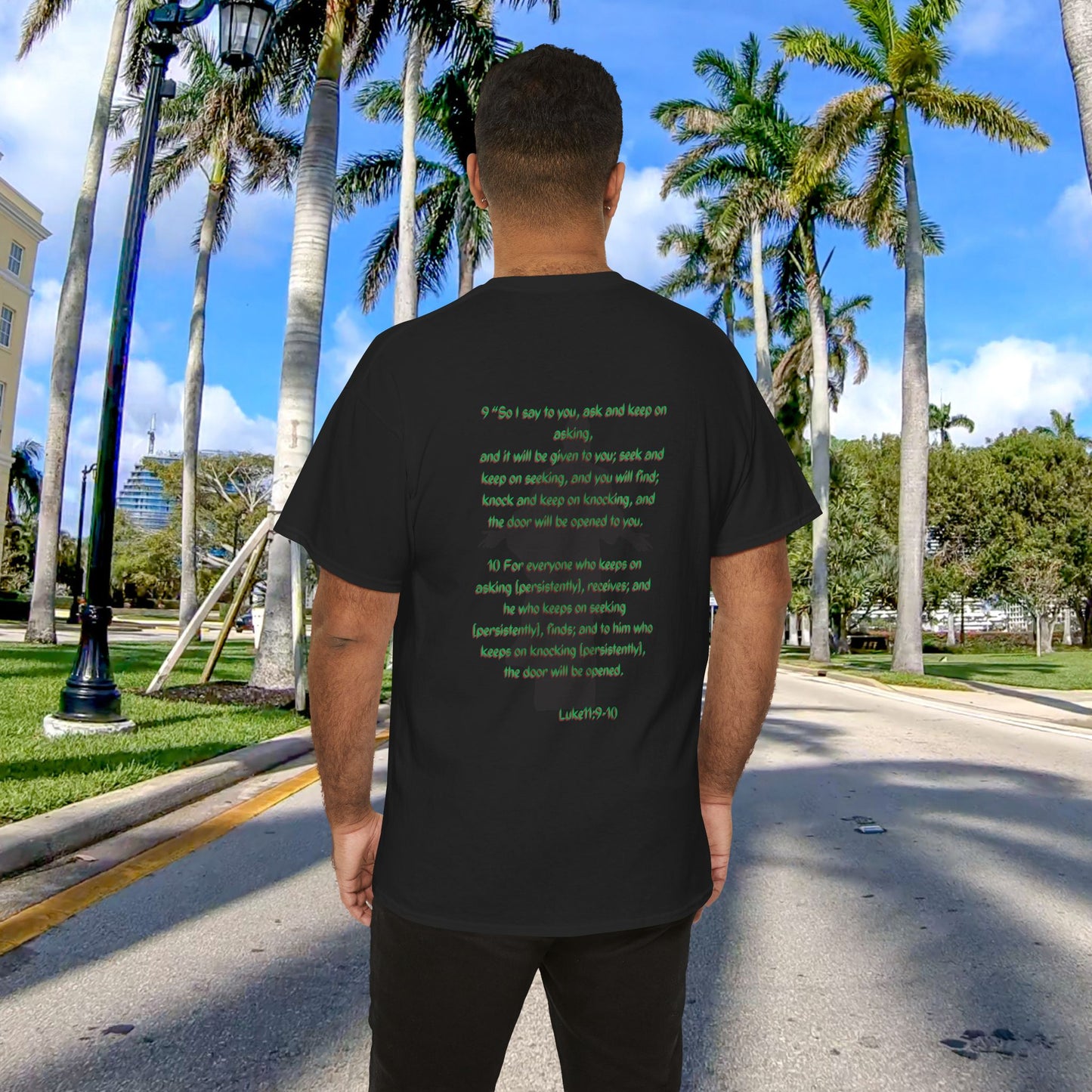 PRAYER The Matrix Inspired Luke 11:9-10 Unisex Heavy Cotton Tee