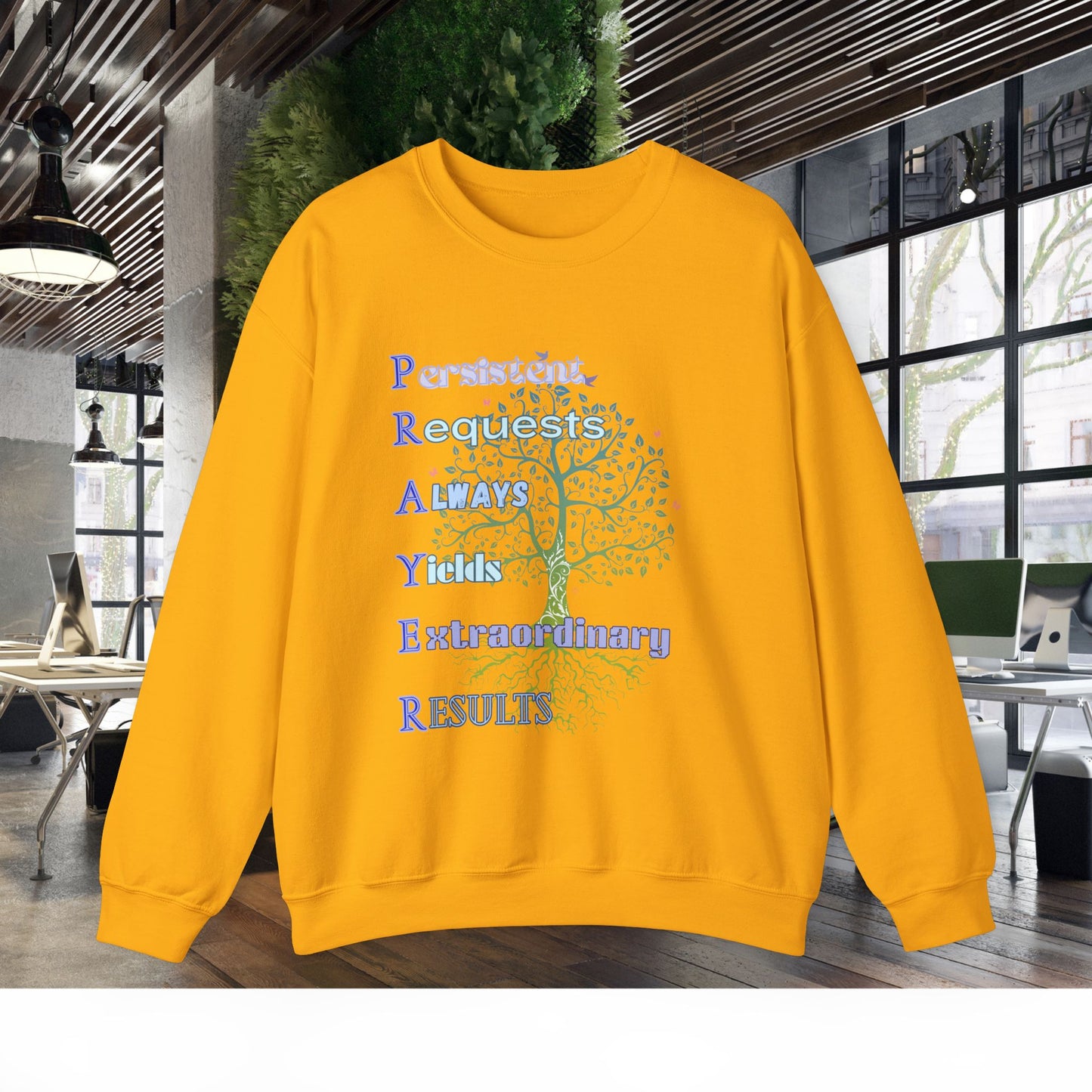 PRAYER Tree Of Life LUKE 11: 9-10 Unisex Sweatshirt, Christian Crewneck Jumper, Inspirational Religious Clothing, Bible Verse Apparel, Spiritual