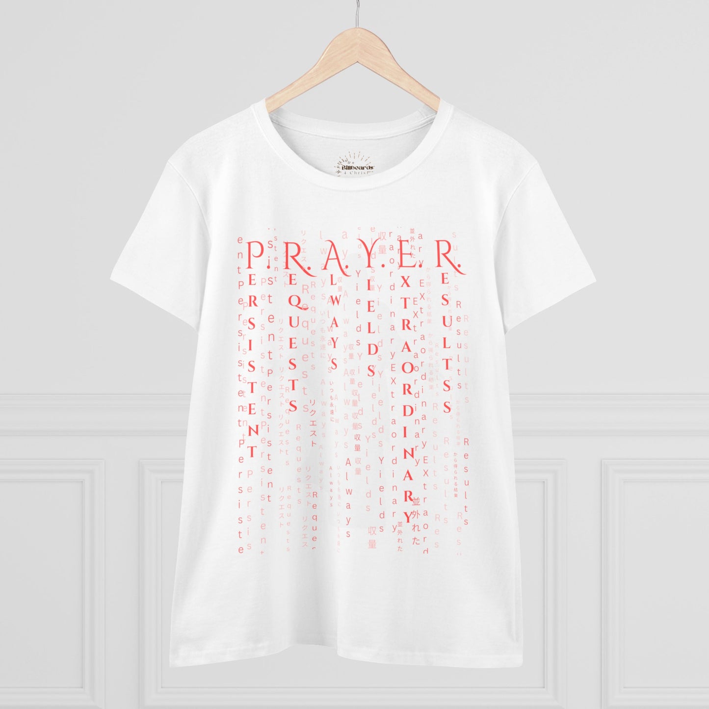 Prayer Matrix Luke 11:9-10 III Women's Midweight Cotton Tee