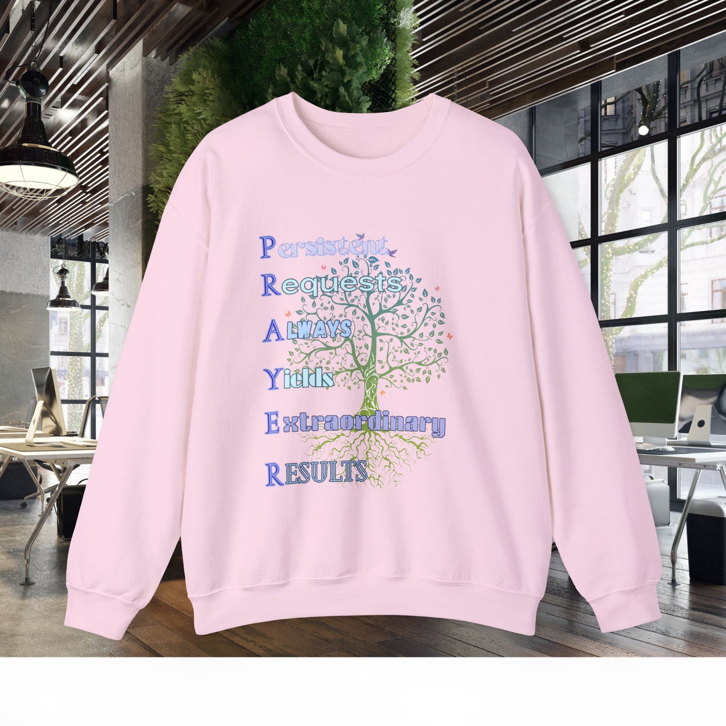 PRAYER Tree Of Life LUKE 11: 9-10 Unisex Sweatshirt, Christian Crewneck Jumper, Inspirational Religious Clothing, Bible Verse Apparel, Spiritual