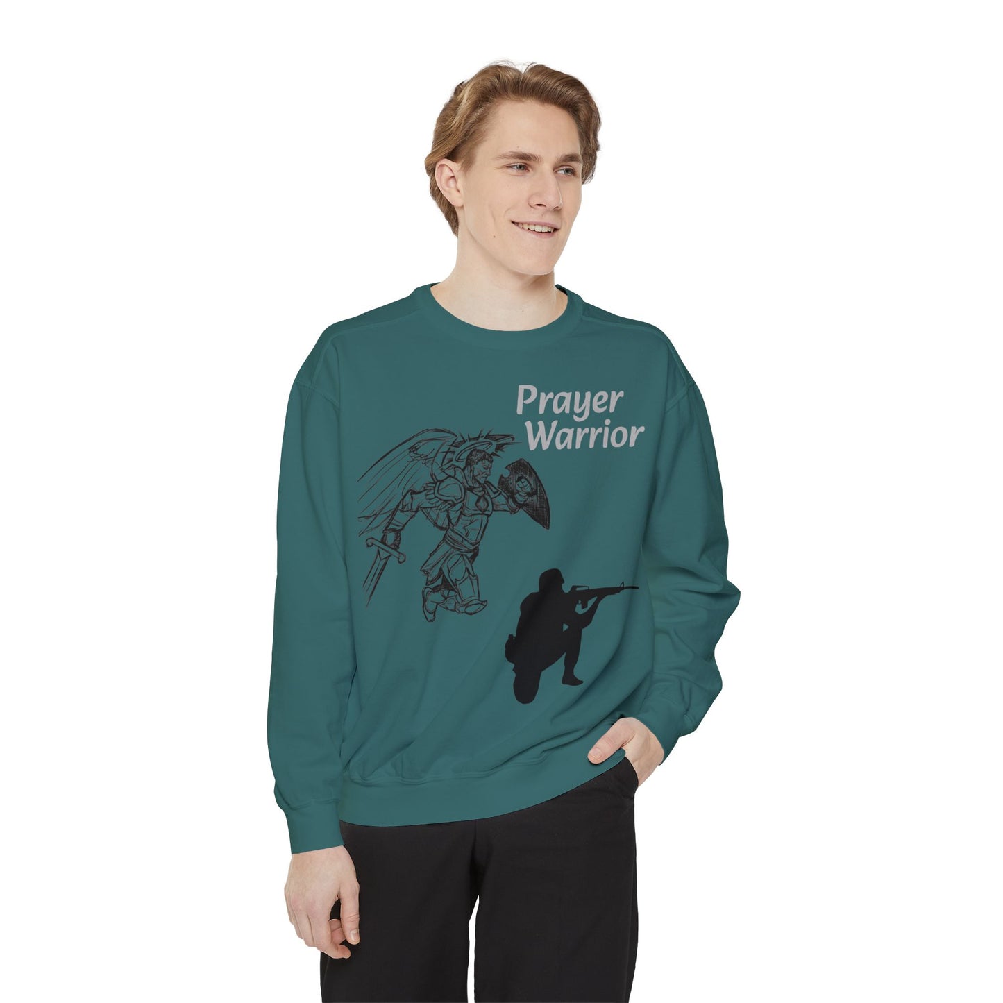 Mens Prayer Warrior Unisex Garment-Dyed Sweatshirt