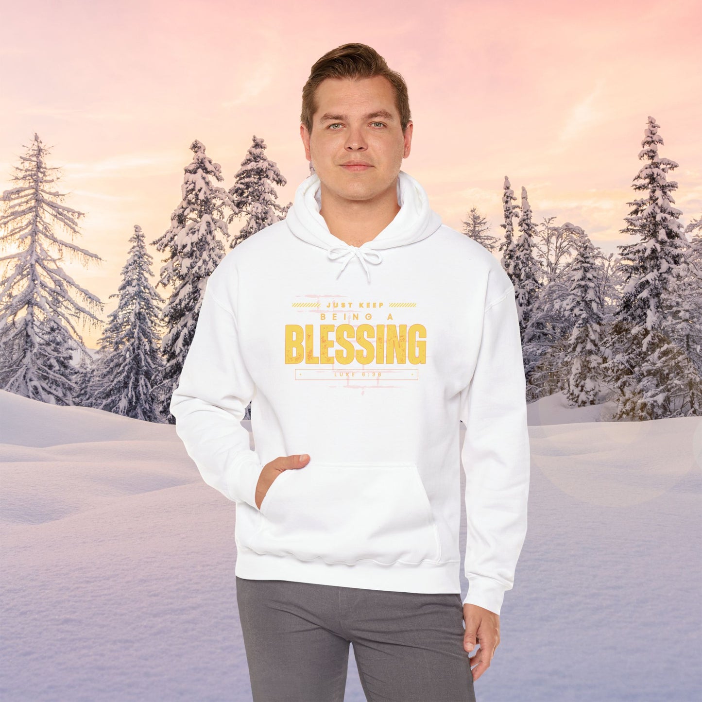 Be A Blessing Luke 6:38 Unisex Heavy Blend™ Hooded Sweatshirt, Faith Clothing, Christian Gift, Spiritual Wear, Faithful Gift