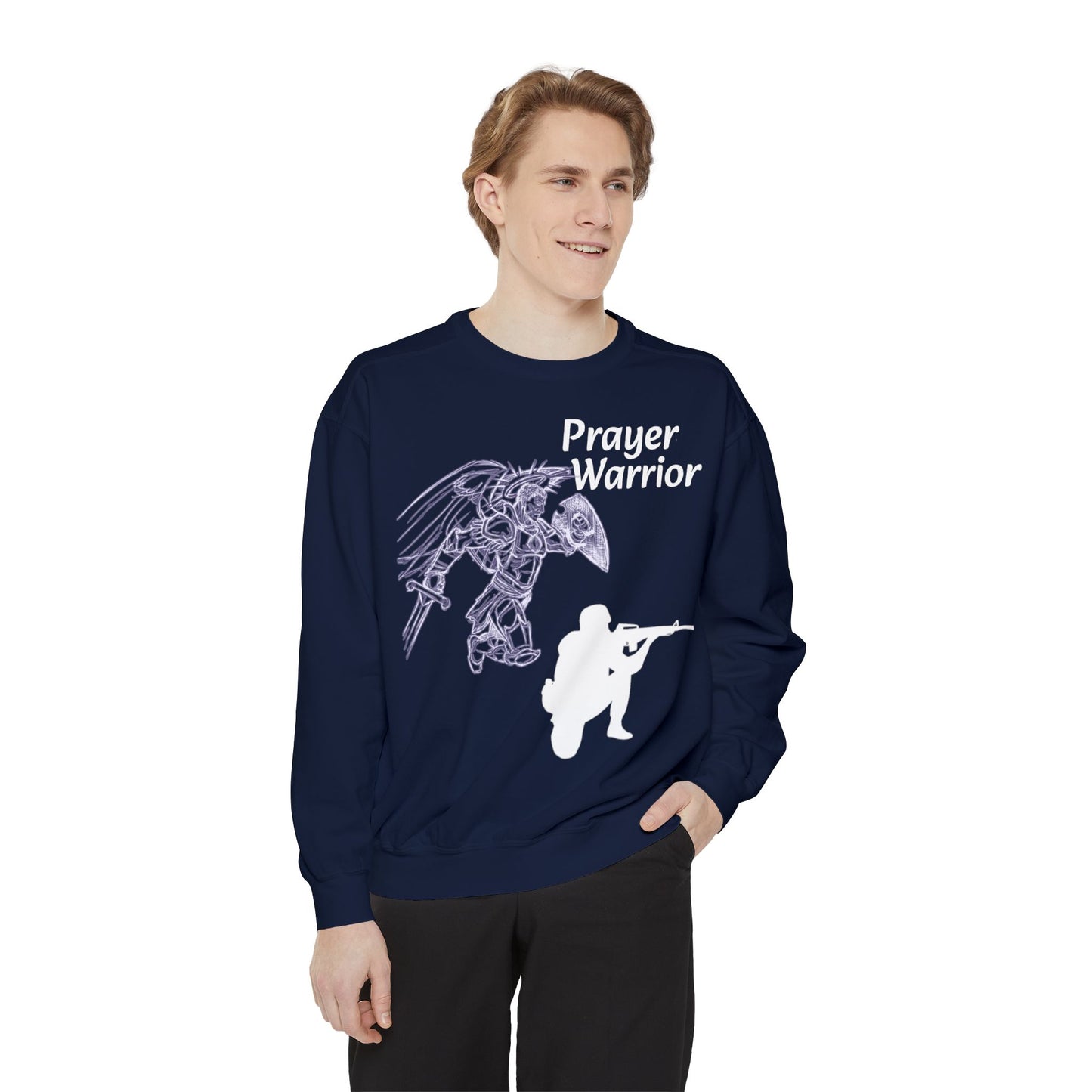 Mens Prayer Warrior Unisex Garment-Dyed Sweatshirt