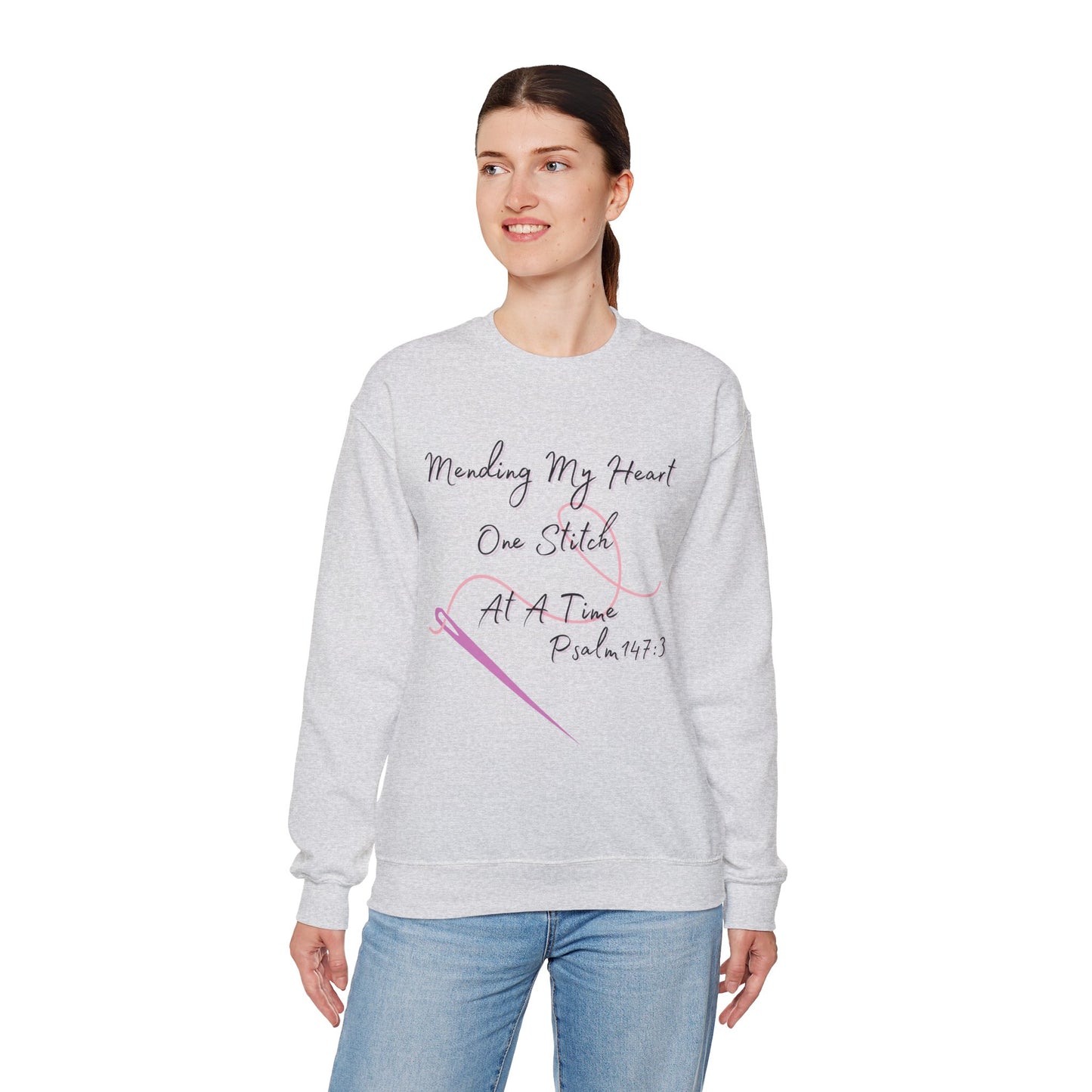 Christian Comfort Crewneck Sweatshirt - Mended Hearts & Healing Scripture