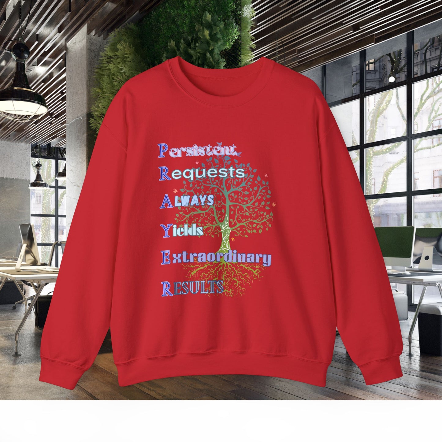 PRAYER Tree Of Life LUKE 11: 9-10 Unisex Sweatshirt, Christian Crewneck Jumper, Inspirational Religious Clothing, Bible Verse Apparel, Spiritual