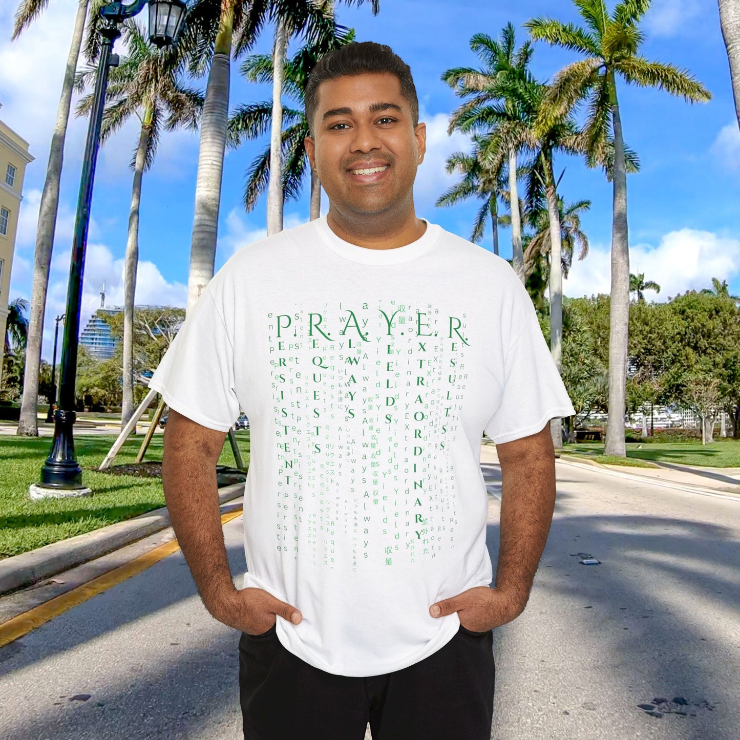 PRAYER The Matrix Inspired Luke 11:9-10 Unisex Heavy Cotton Tee