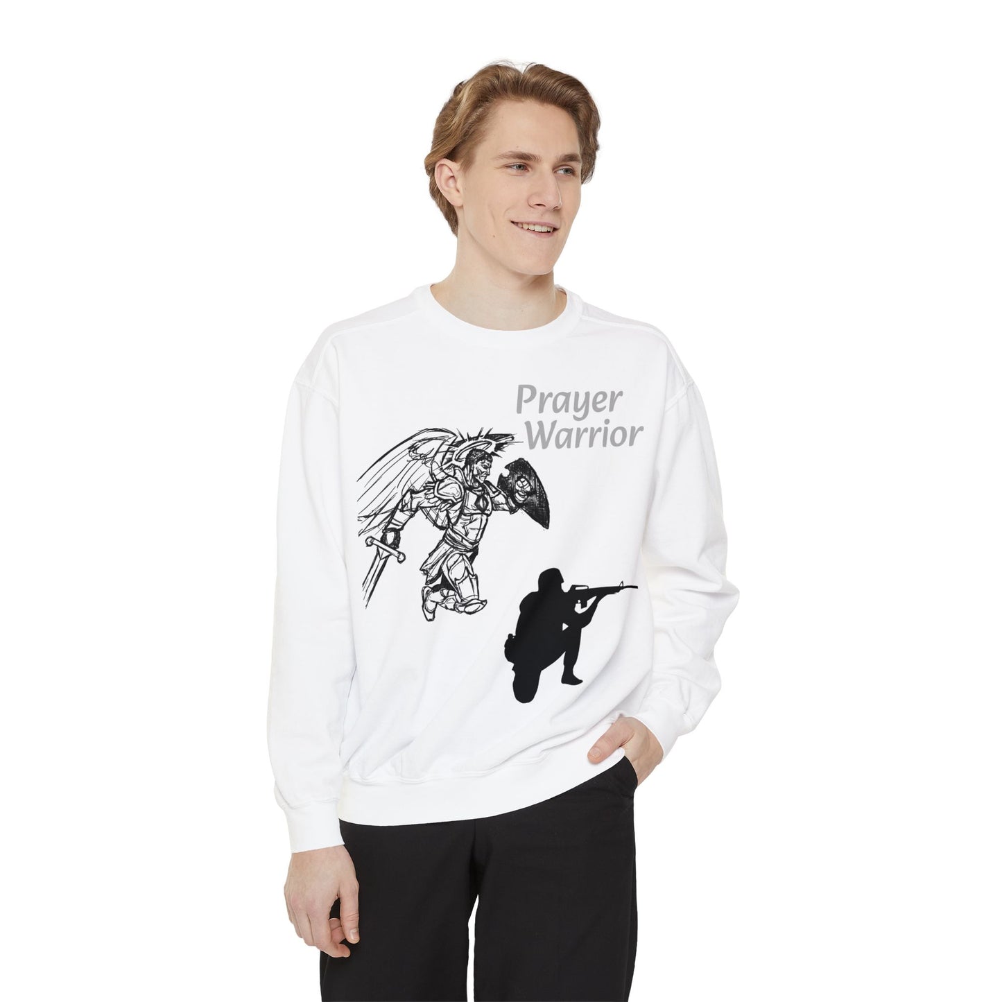 Mens Prayer Warrior Unisex Garment-Dyed Sweatshirt