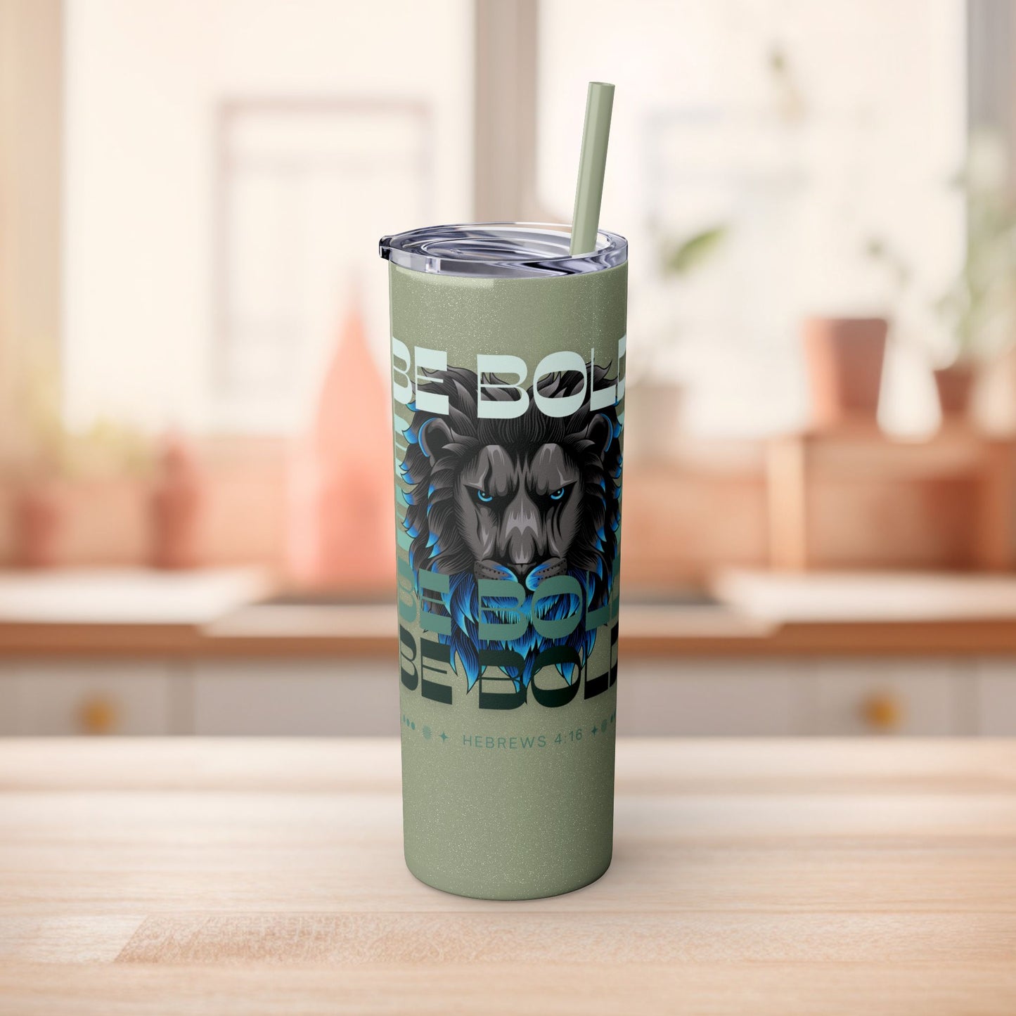 Inspirational Lion Tumbler with Straw 20oz for Motivational Drinking