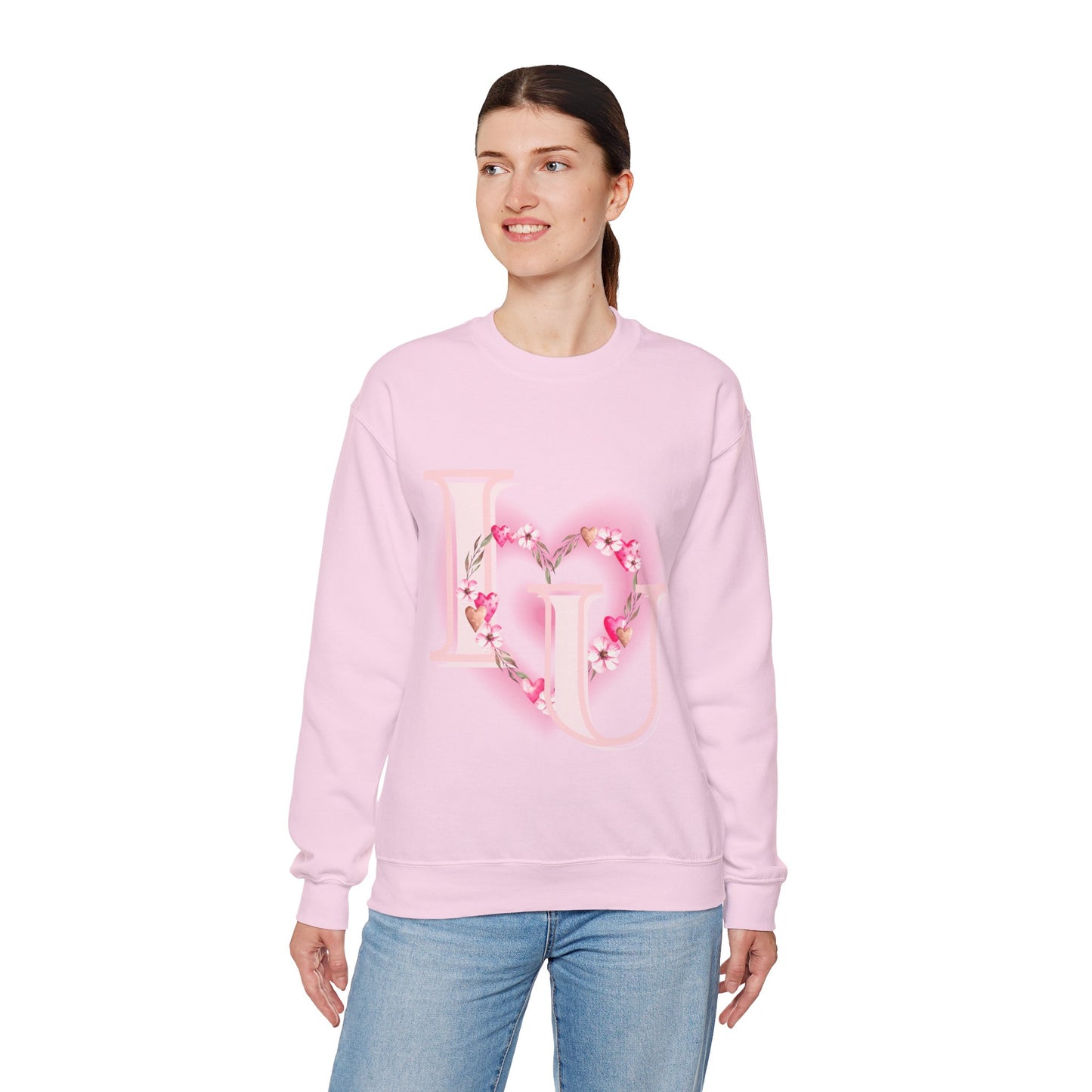 Heart Design Crewneck Sweatshirt - I Love You Valentine's Day Gift