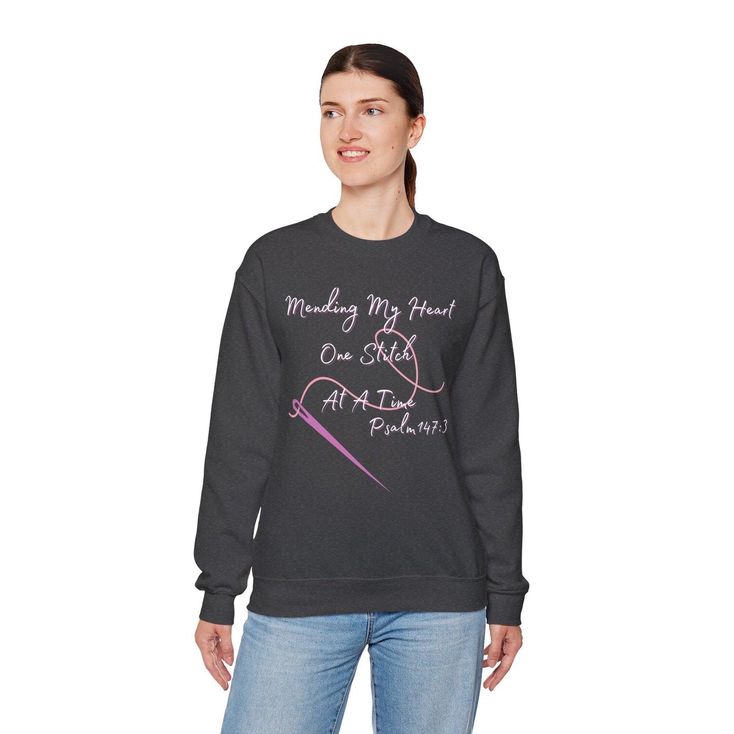 Christian Comfort Crewneck Sweatshirt - Mended Hearts & Healing Scripture