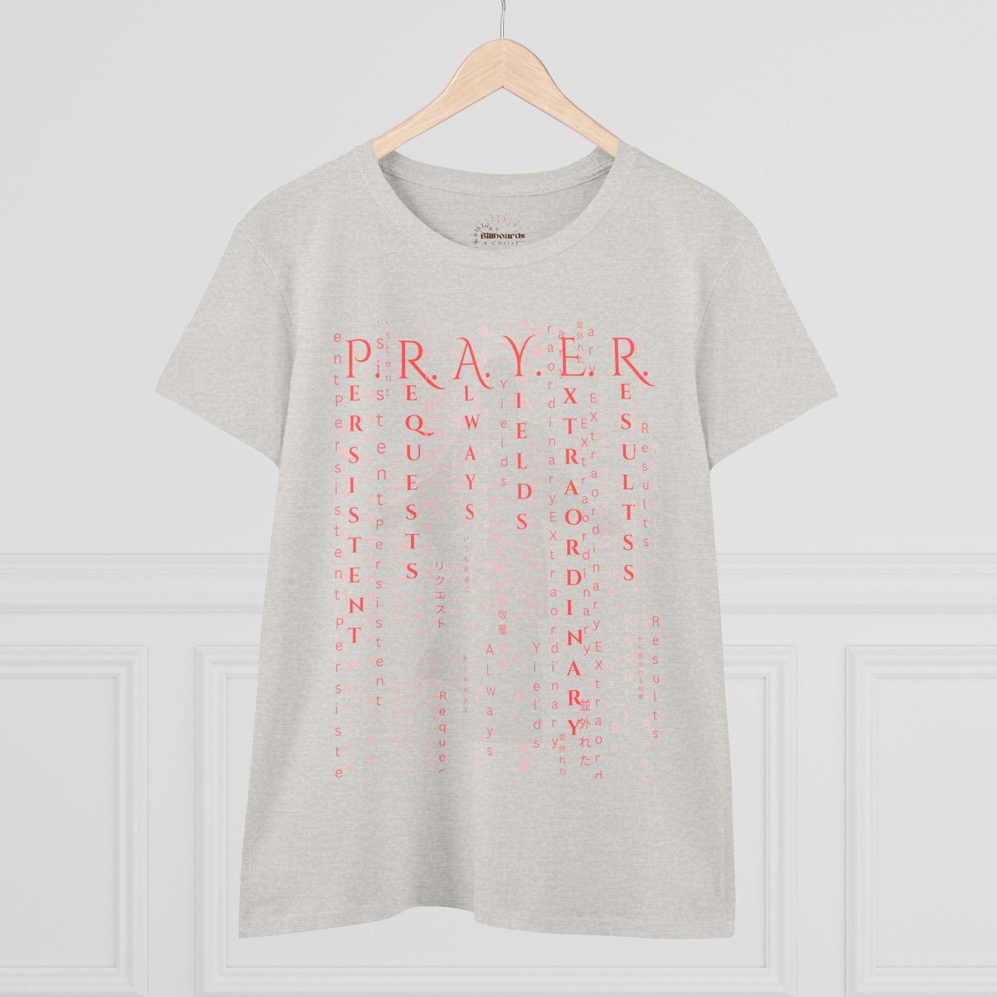 Prayer Matrix Luke 11:9-10 III Women's Midweight Cotton Tee