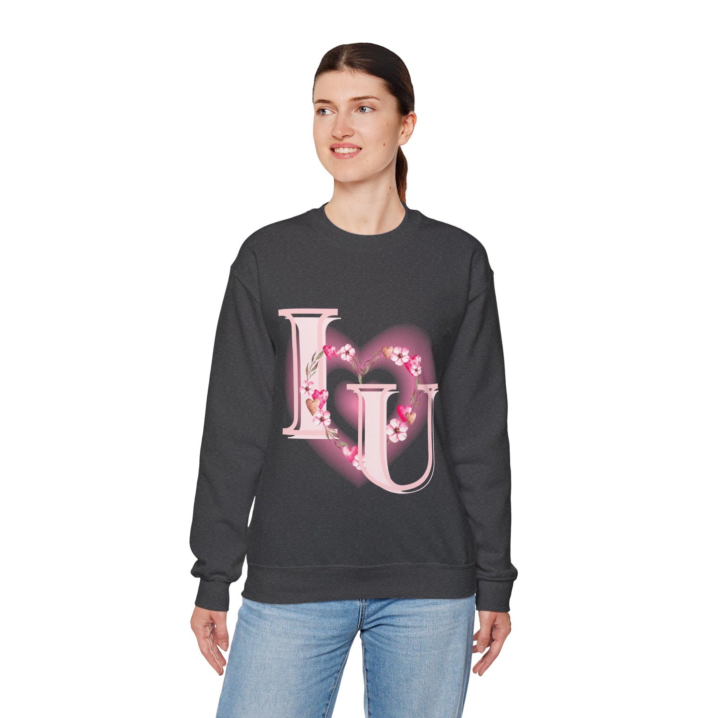 Heart Design Crewneck Sweatshirt - I Love You Valentine's Day Gift