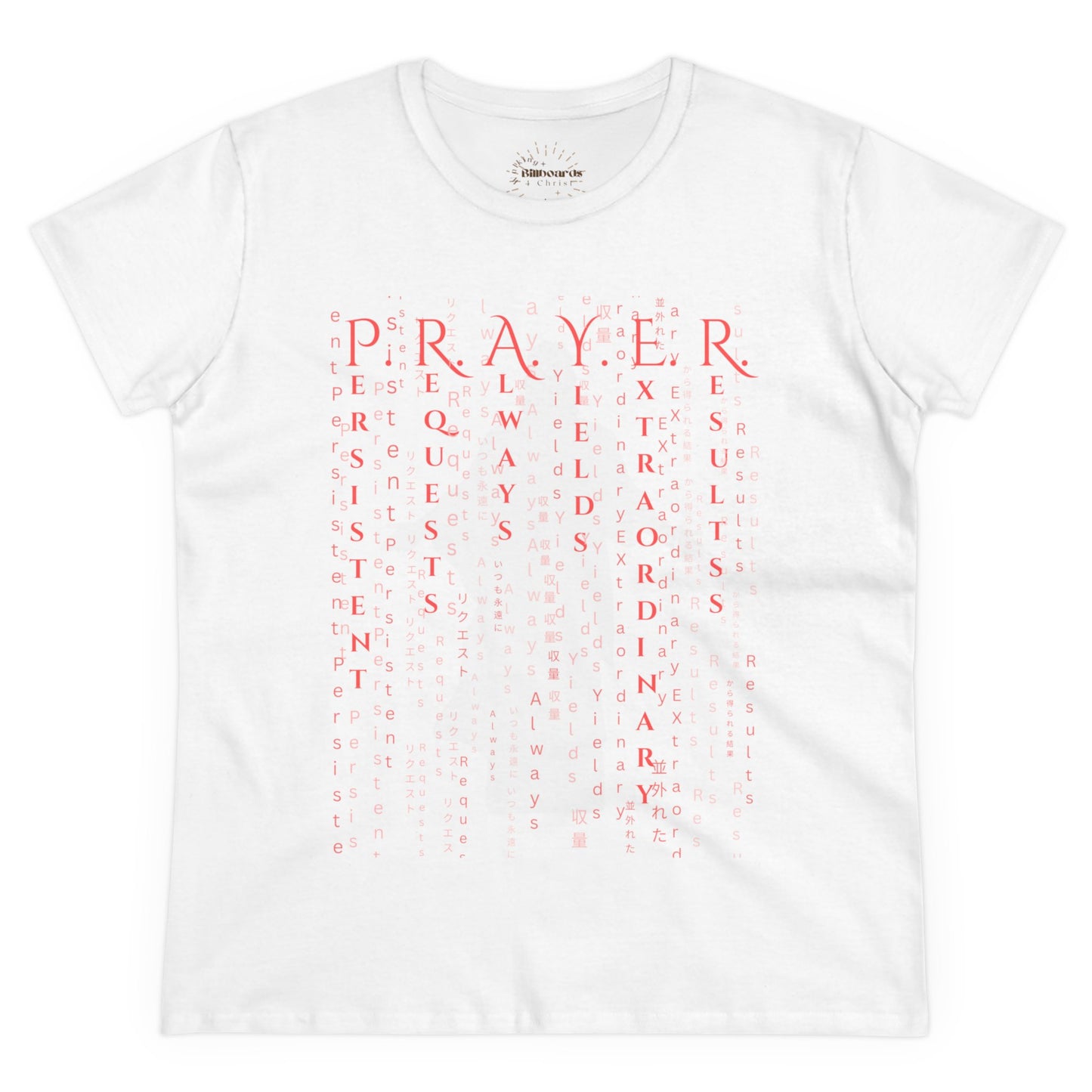 Prayer Matrix Luke 11:9-10 III Women's Midweight Cotton Tee