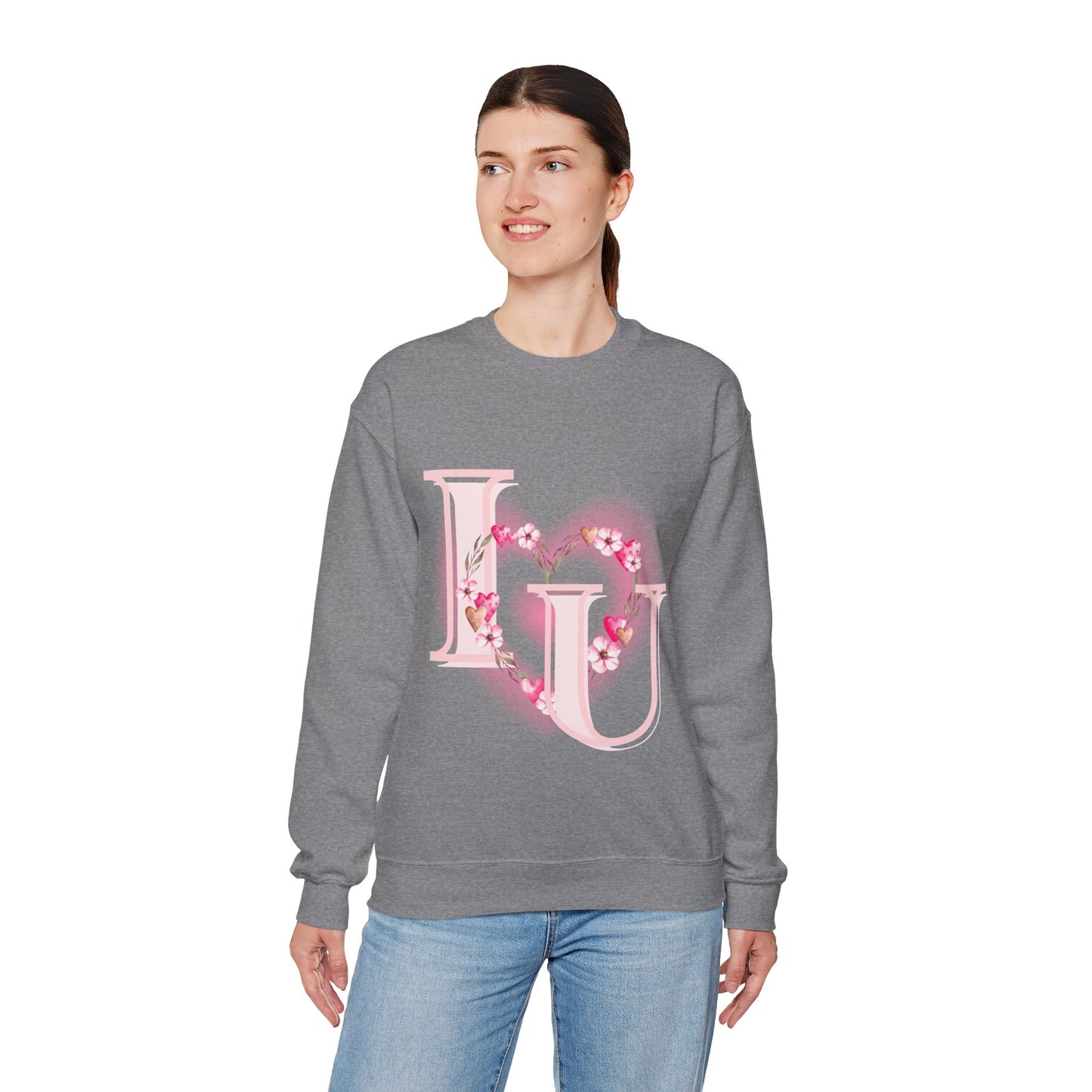 Heart Design Crewneck Sweatshirt - I Love You Valentine's Day Gift