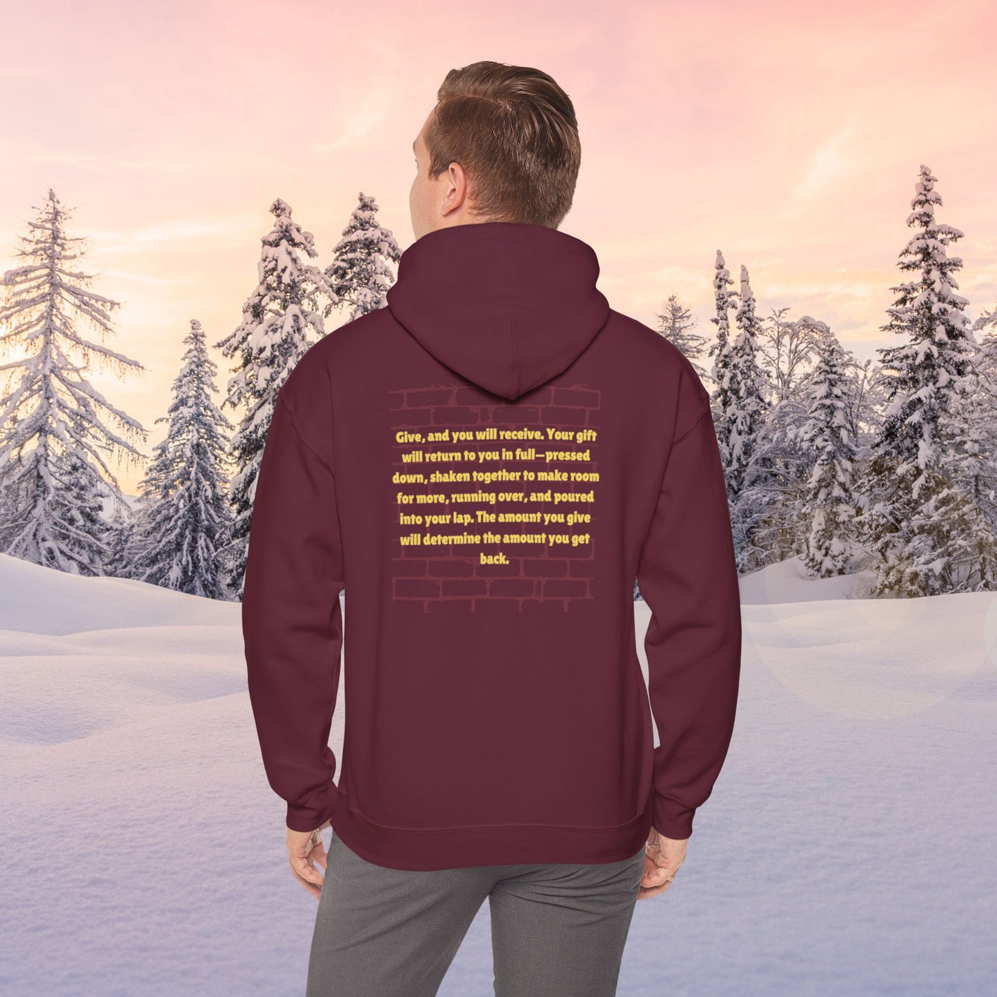 Be A Blessing Luke 6:38 Unisex Heavy Blend™ Hooded Sweatshirt, Faith Clothing, Christian Gift, Spiritual Wear, Faithful Gift