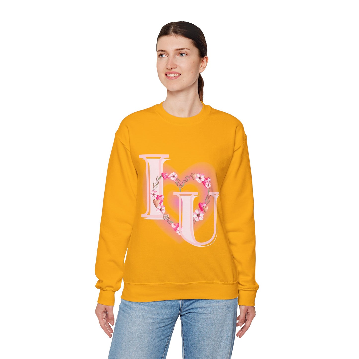 Heart Design Crewneck Sweatshirt - I Love You Valentine's Day Gift