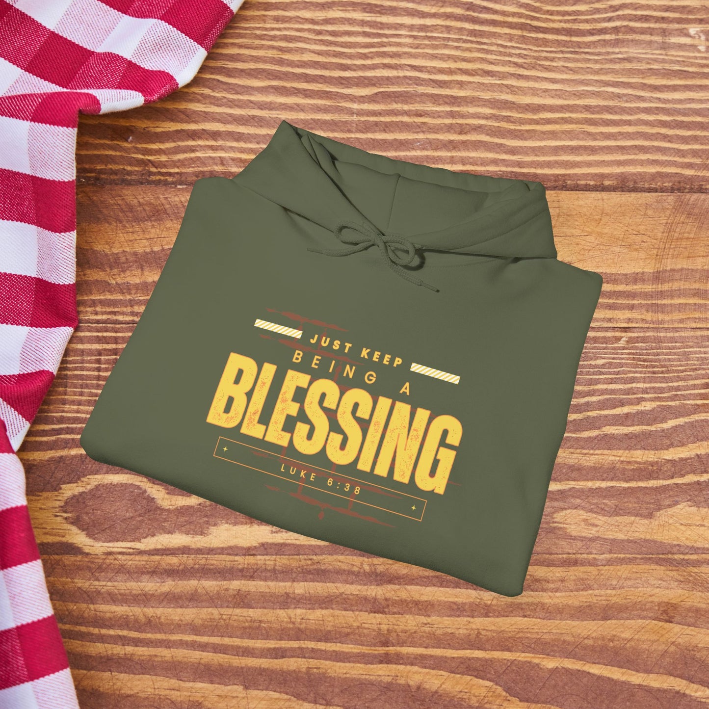 Be A Blessing Luke 6:38 Unisex Heavy Blend™ Hooded Sweatshirt, Faith Clothing, Christian Gift, Spiritual Wear, Faithful Gift