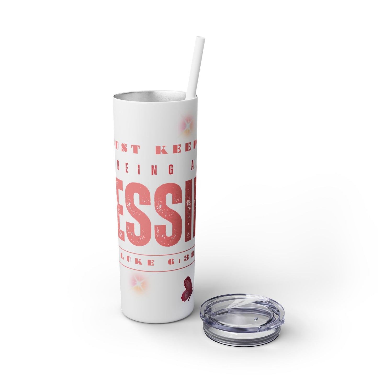 Be A Blessing Skinny Tumbler with Straw, 20oz