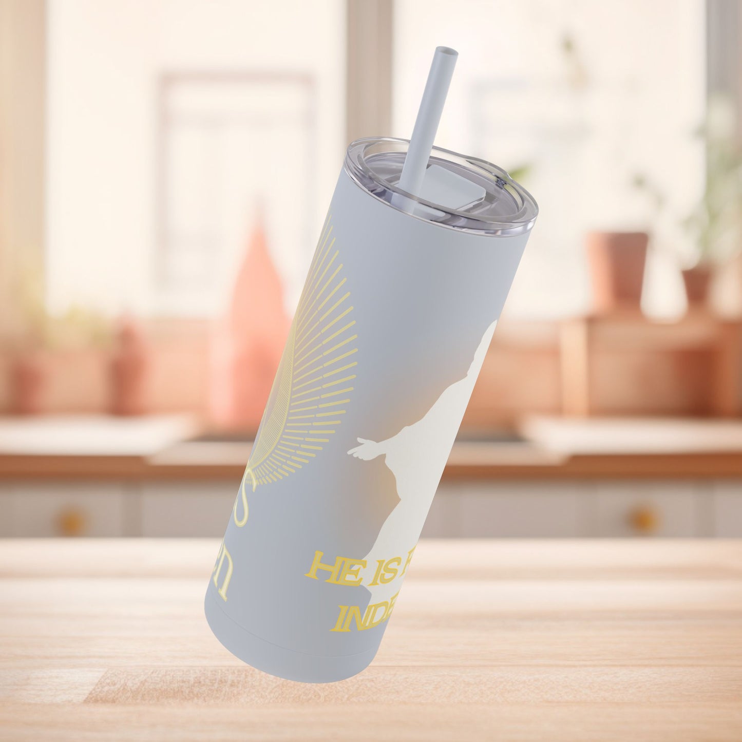 Tumbler with Straw - He Is Risen Design, 20oz