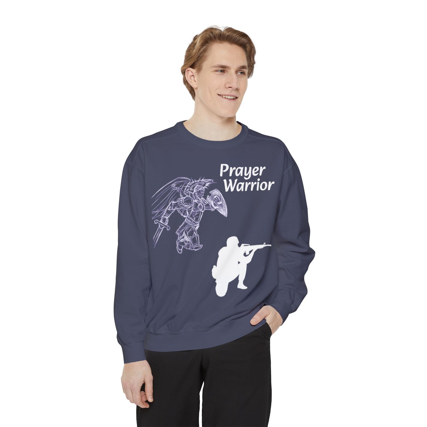 Mens Prayer Warrior Unisex Garment-Dyed Sweatshirt