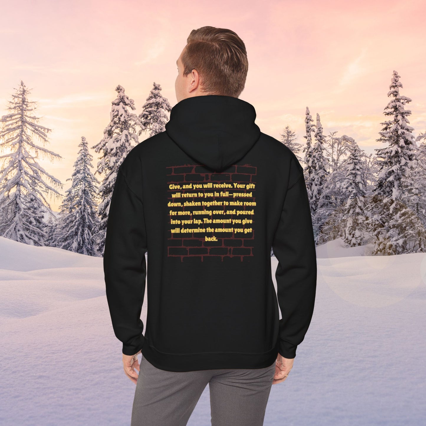 Be A Blessing Luke 6:38 Unisex Heavy Blend™ Hooded Sweatshirt, Faith Clothing, Christian Gift, Spiritual Wear, Faithful Gift