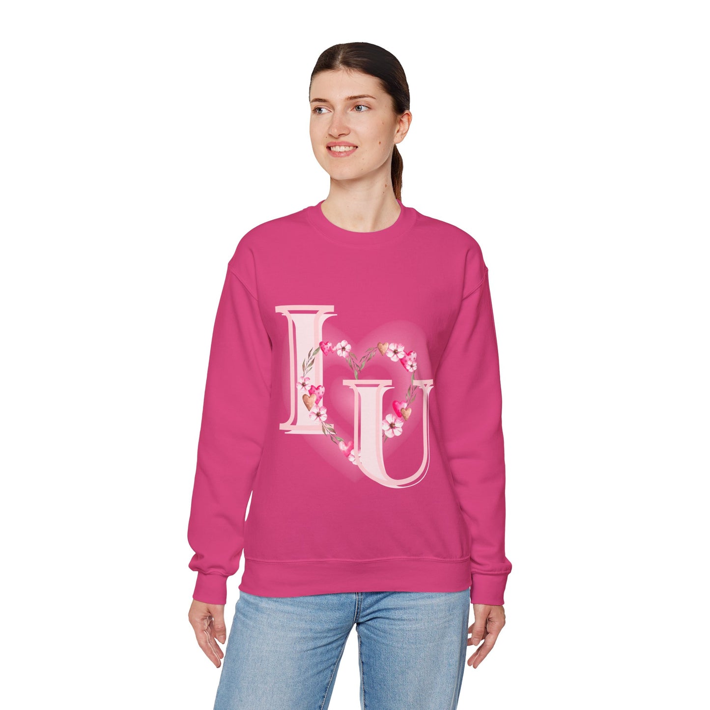 Heart Design Crewneck Sweatshirt - I Love You Valentine's Day Gift