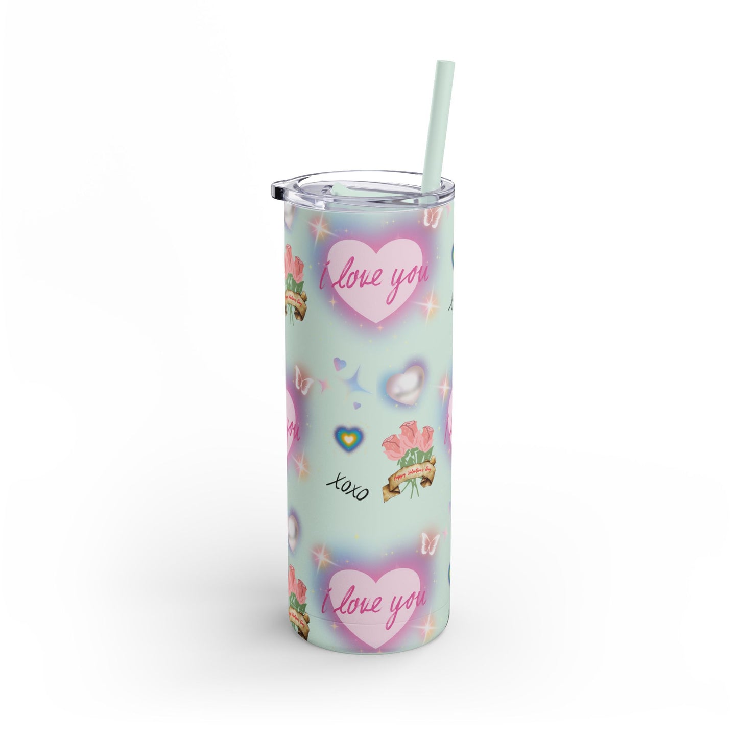 Tumbler, Love Charms Valentine's Day Gift, Matte Cup, Personalized Drinkware, Insulated Mug, Heart Design