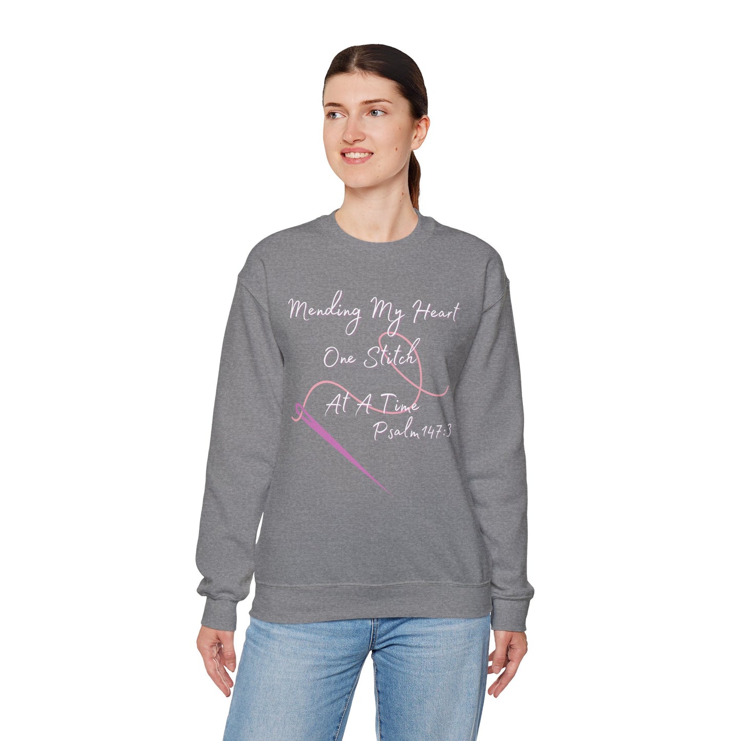 Christian Comfort Crewneck Sweatshirt - Mended Hearts & Healing Scripture