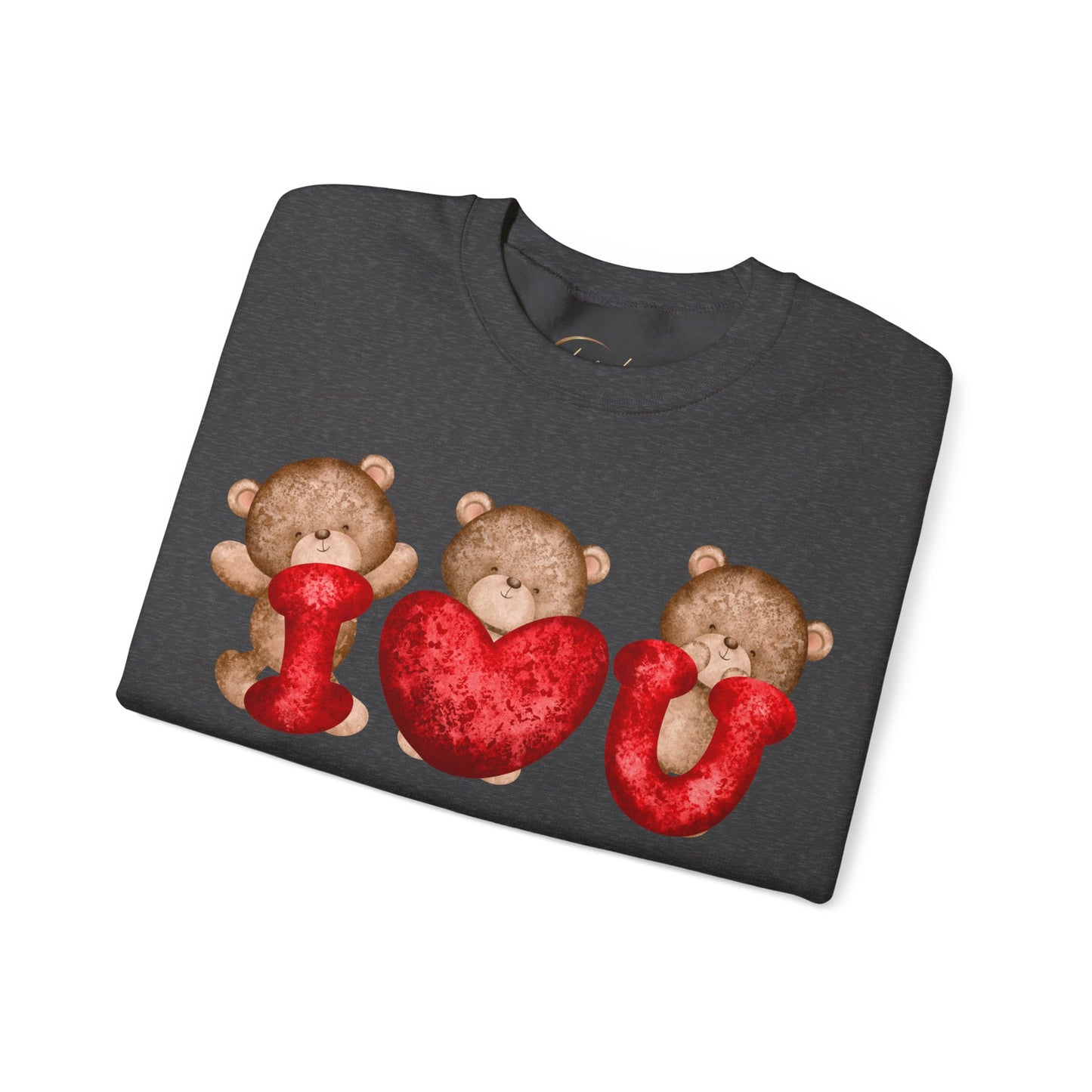 Teddy Bear Love Sweatshirt, Bible Verse 1 Corinthians 13:7, Heavy Blend Crewneck Jumper, Christian Gift, Inspirational