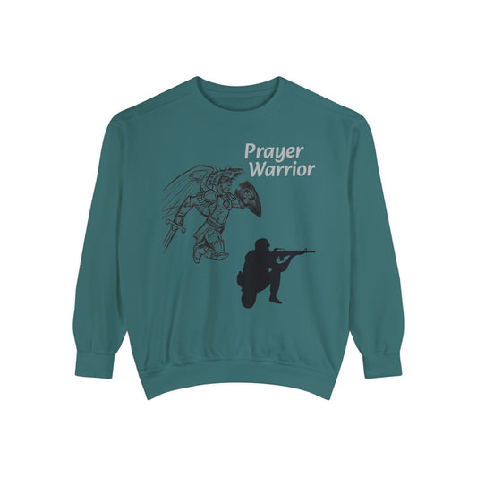 Mens Prayer Warrior Unisex Garment-Dyed Sweatshirt