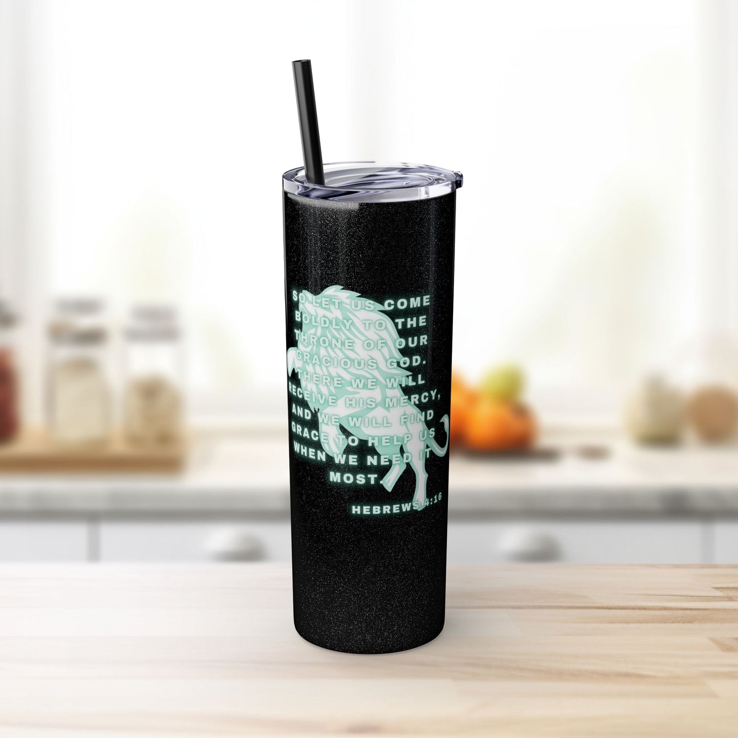 Inspirational Lion Tumbler with Straw 20oz for Motivational Drinking