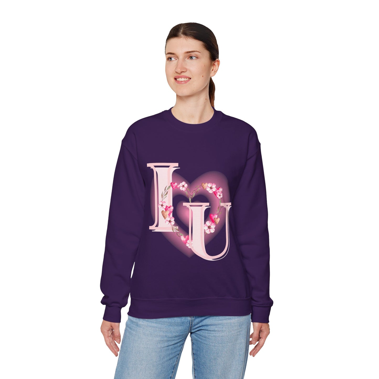 Heart Design Crewneck Sweatshirt - I Love You Valentine's Day Gift