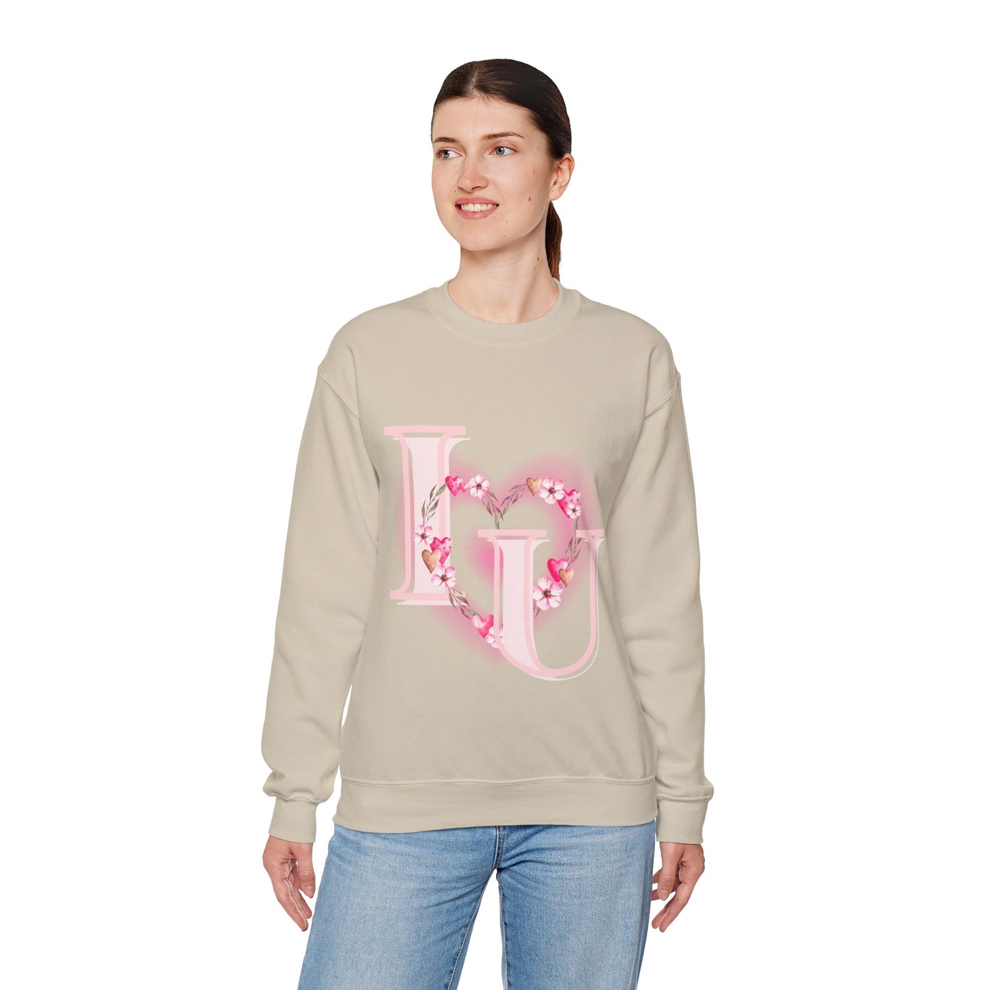 Heart Design Crewneck Sweatshirt - I Love You Valentine's Day Gift