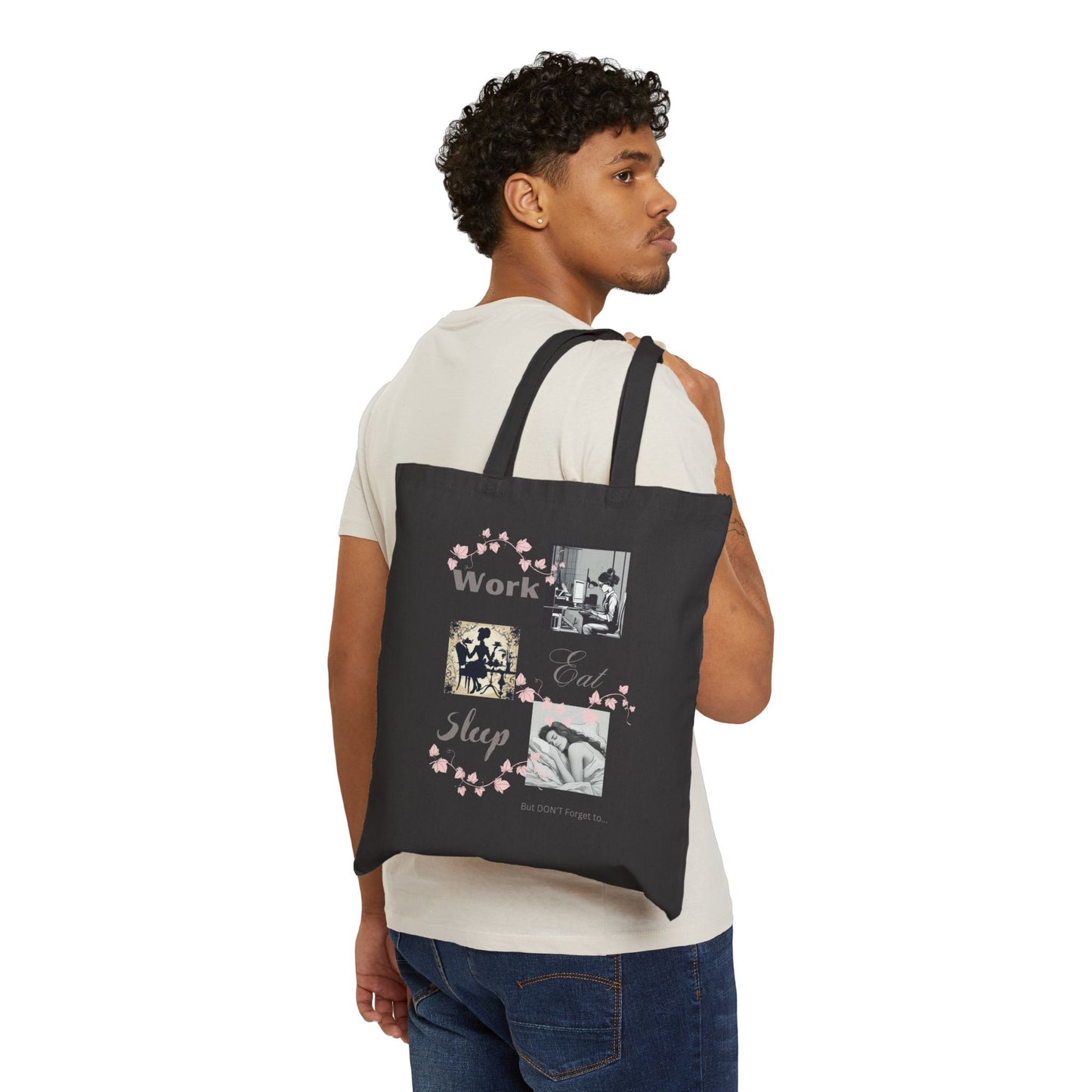 Work, Eat, Sleep, Seek Matt 6:33, Cotton Canvas Tote Bag