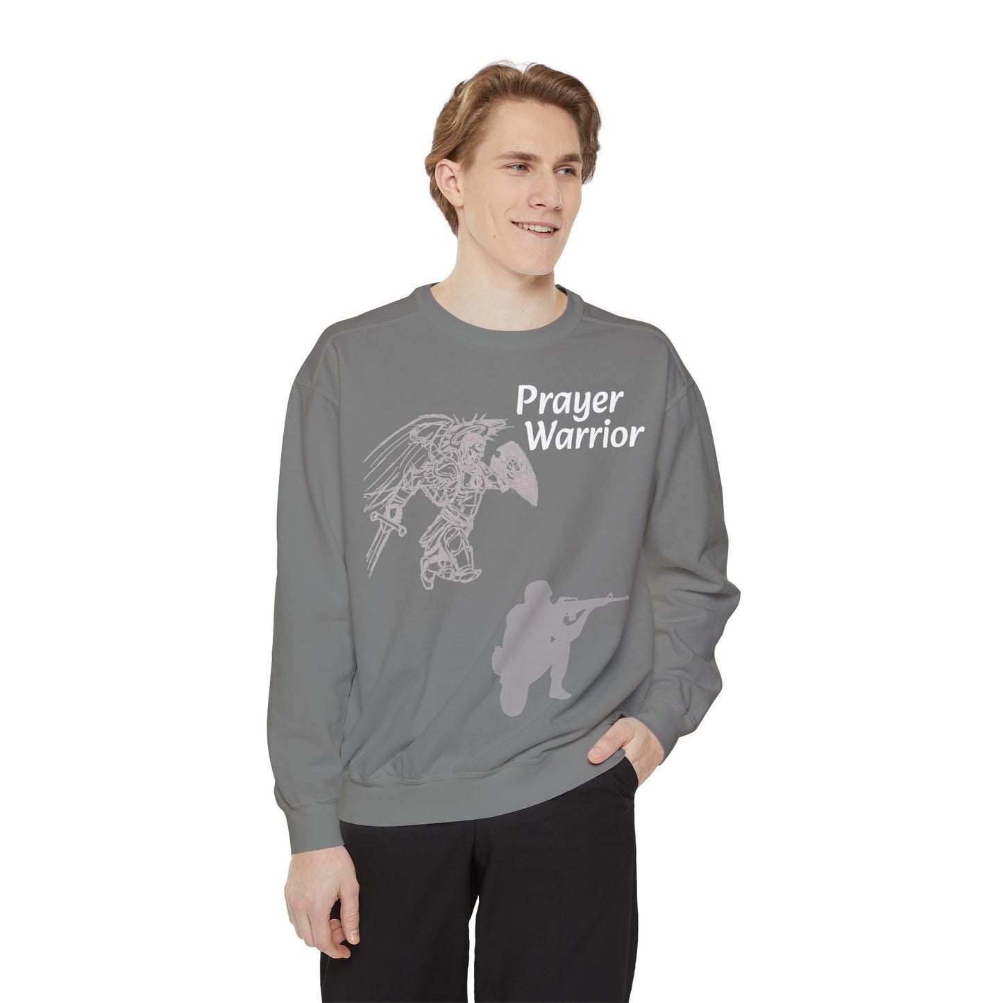 Mens Prayer Warrior Unisex Garment-Dyed Sweatshirt