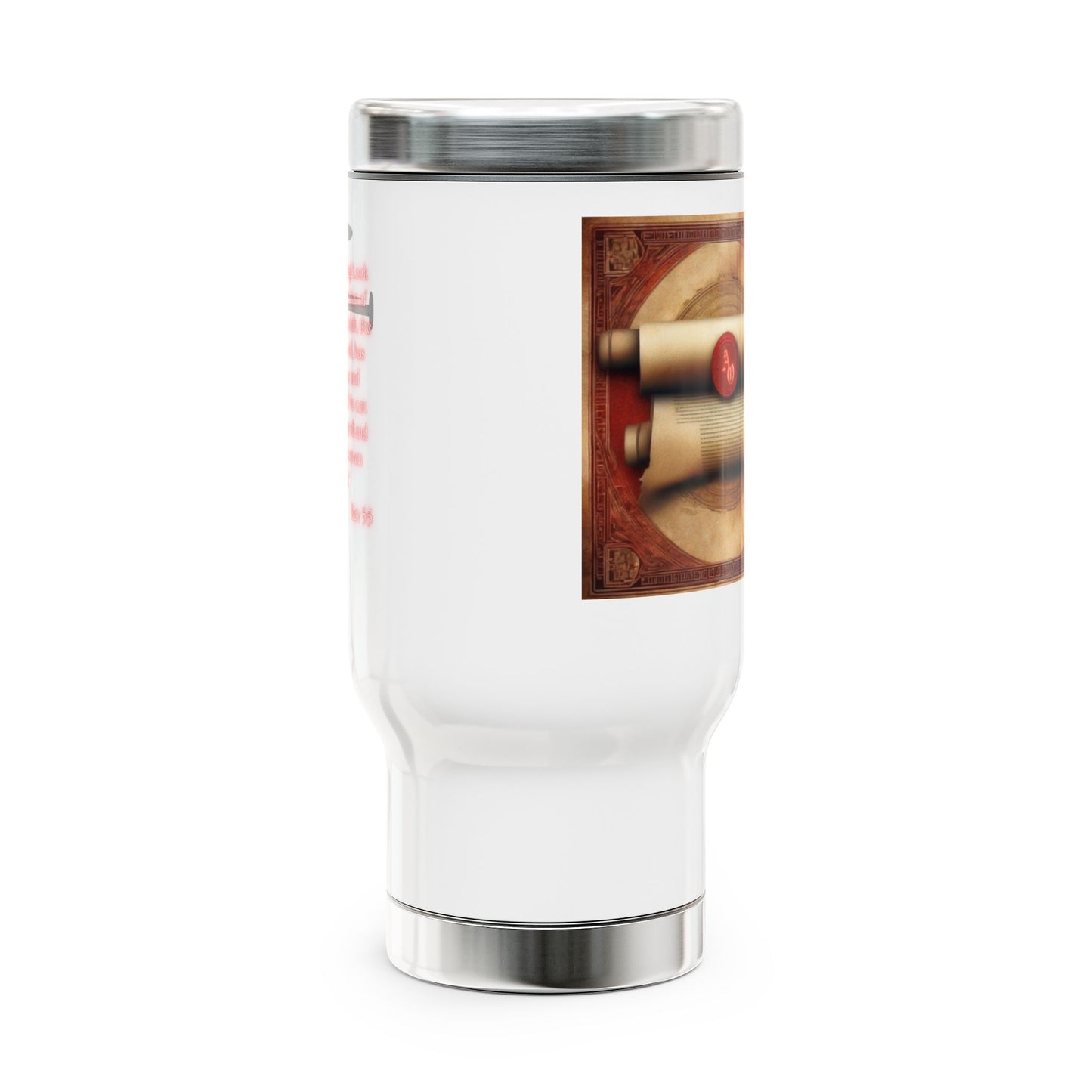 He is Worthy Rev 5:5 Stainless Steel Travel Mug with Handle, 14oz